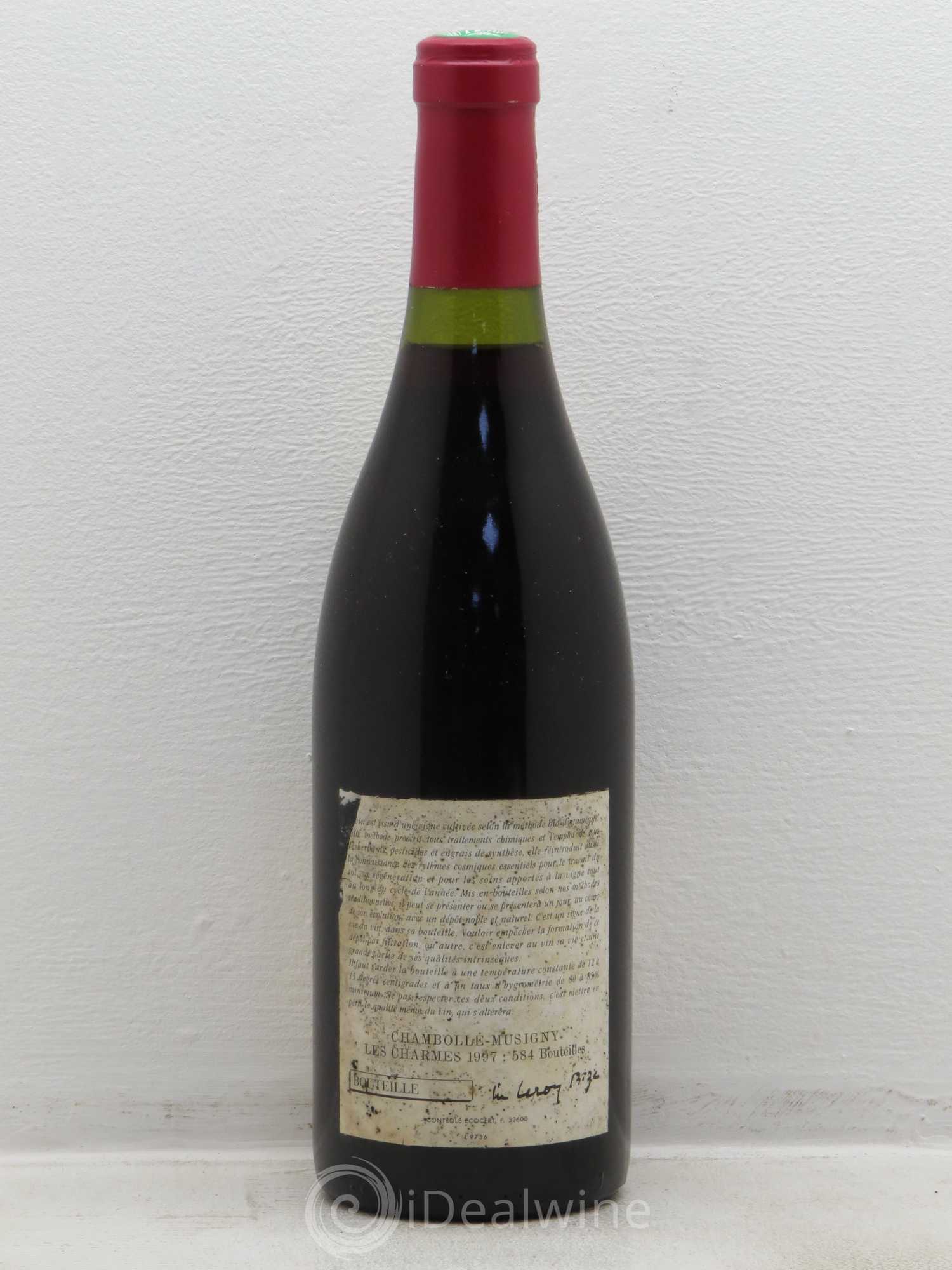 Chambolle-Musigny 1er Cru Les Charmes Leroy (Domaine) 1997 - Lot de 1 bouteille - 1