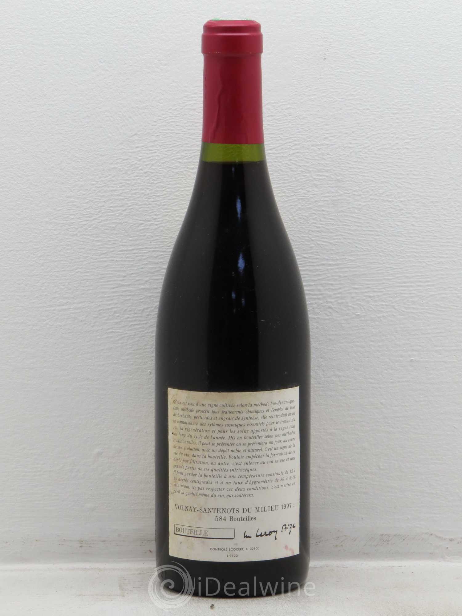 Volnay 1er Cru Santenots du Milieu Leroy (Domaine) 1997 - Lot de 1 bouteille - 1