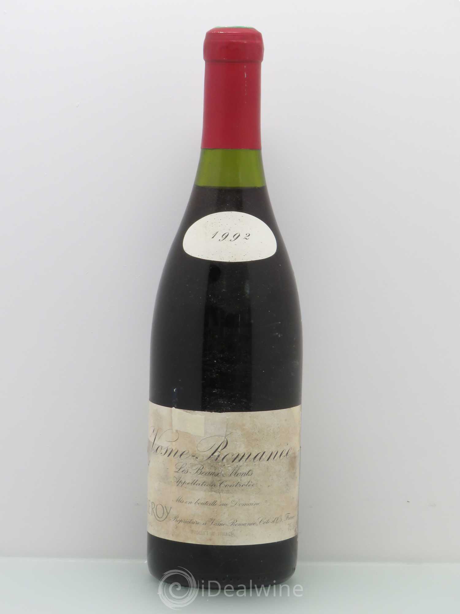 Vosne-Romanée 1er Cru Les Beaux-Monts Leroy (Domaine) 1992 - Lot de 1 bouteille - 0