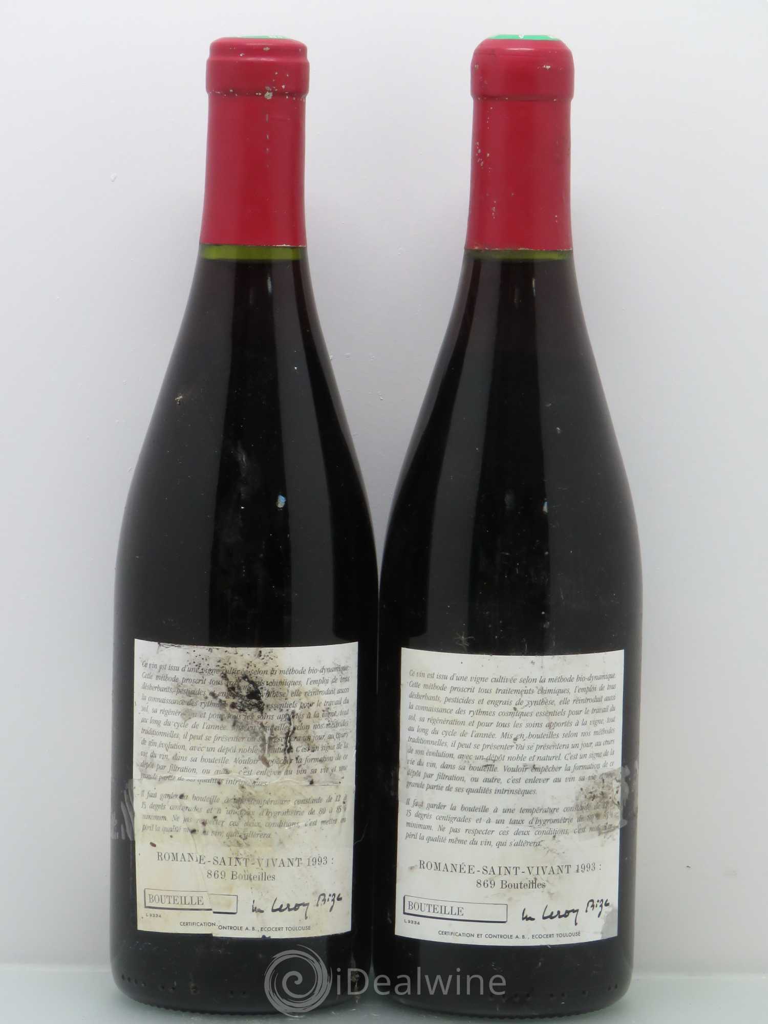 Romanée-Saint-Vivant Grand Cru Leroy (Domaine) 1993 - Lot de 2 bouteilles - 1