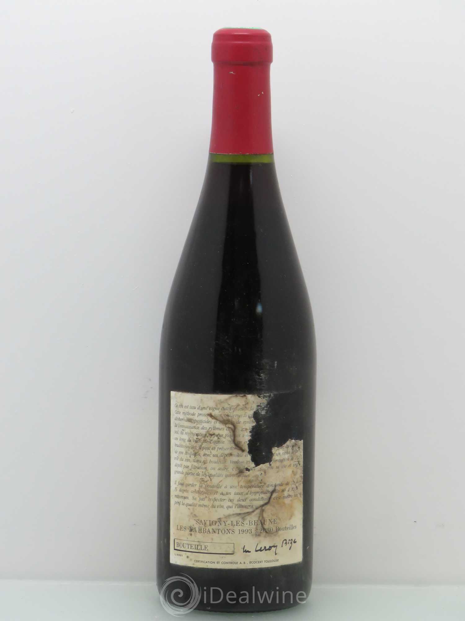 Savigny-lès-Beaune 1er Cru Les Narbantons Leroy (Domaine) 1993 - Lot de 1 bouteille - 1