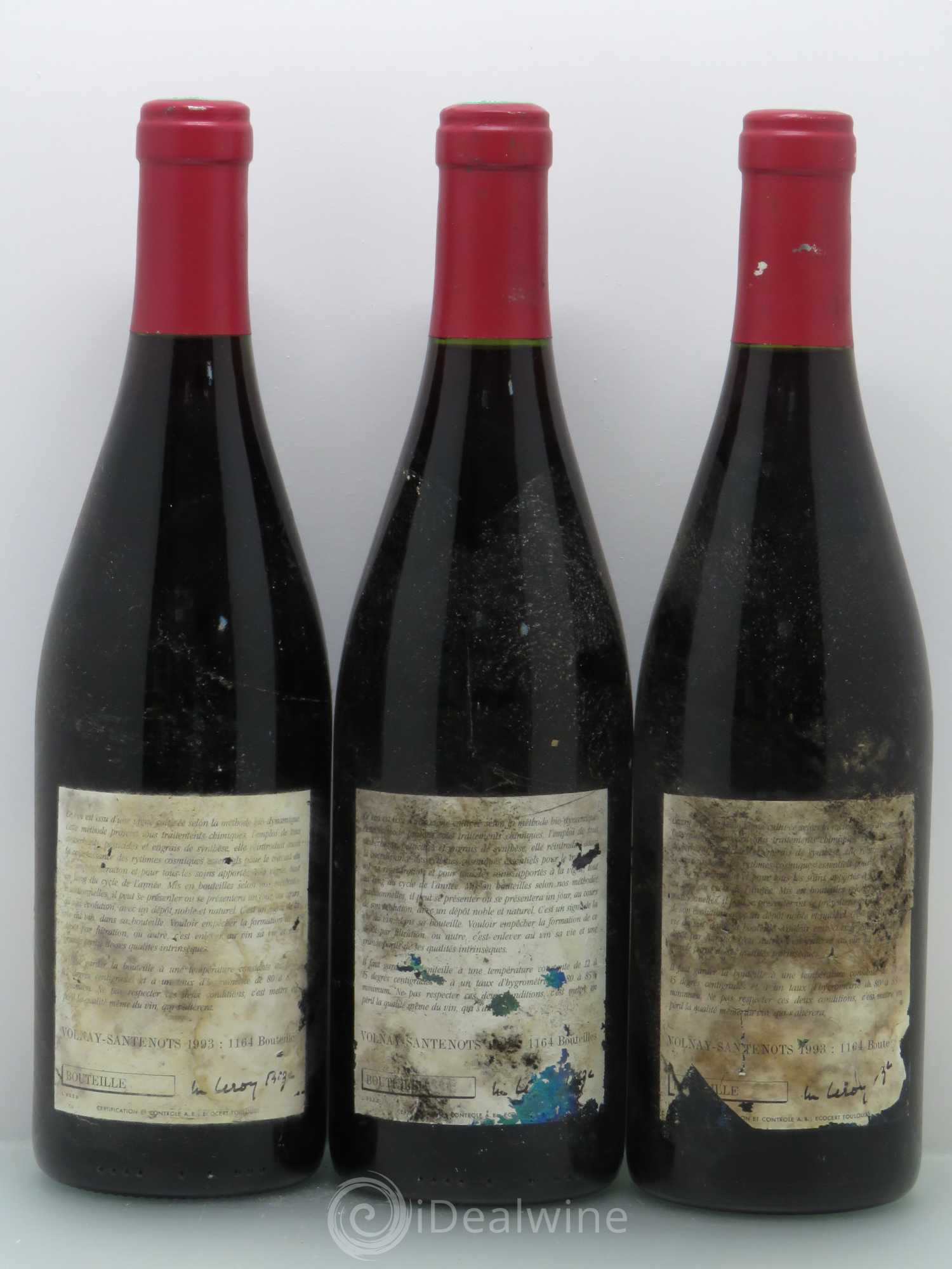 Volnay Santenots - Domaine Leroy 1993 - Posten von 3 Flaschen - 1