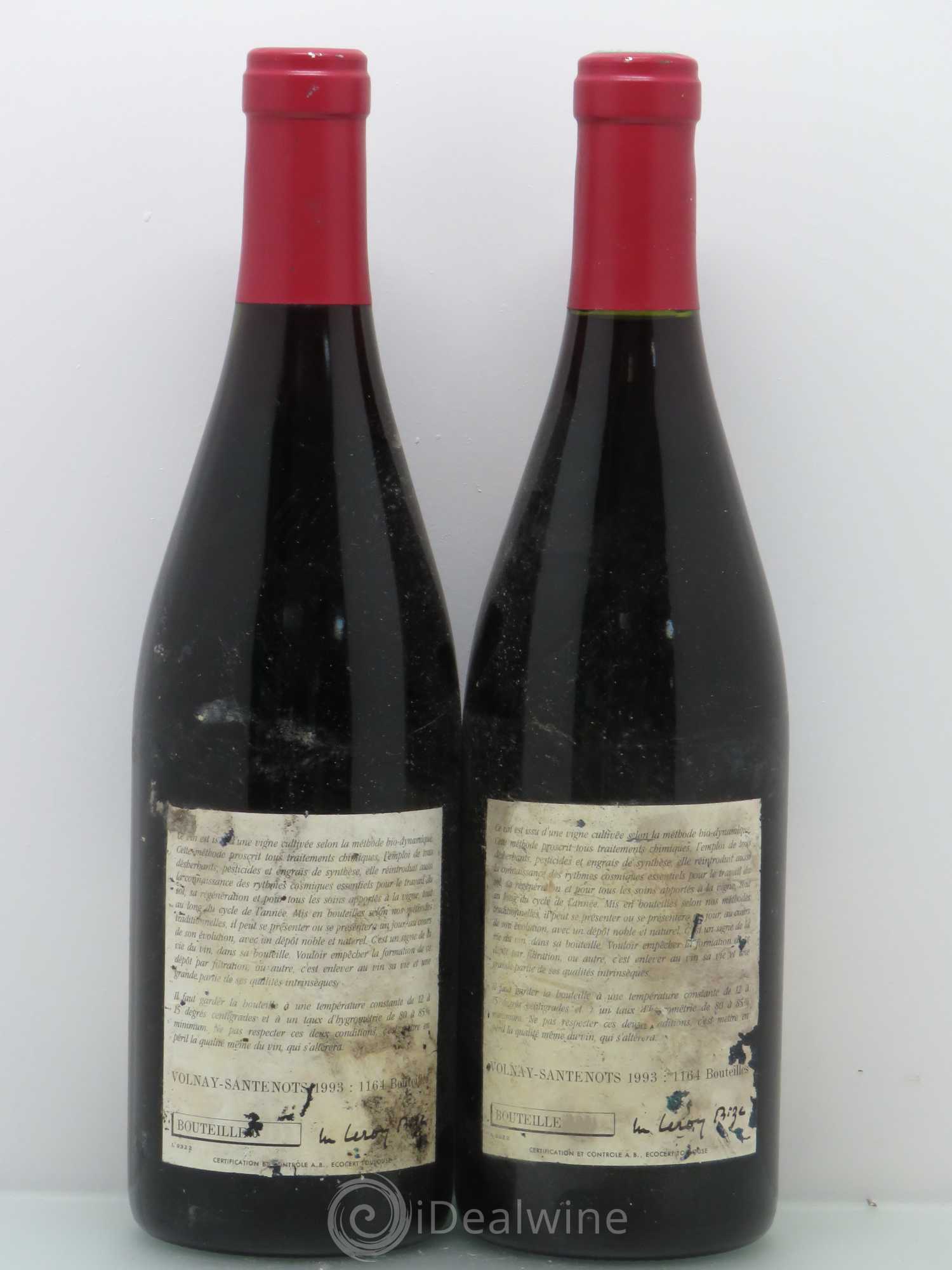 Volnay Santenots - Domaine Leroy 1993 - Posten von 2 Flaschen - 1