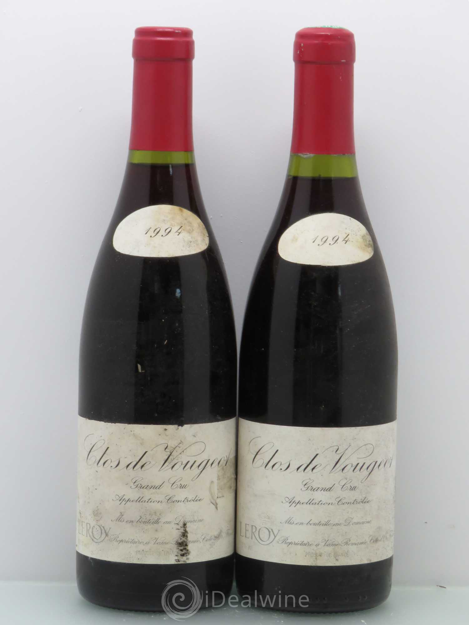 Clos de Vougeot Grand Cru Leroy (Domaine) 1994 - Lot de 2 bouteilles - 0