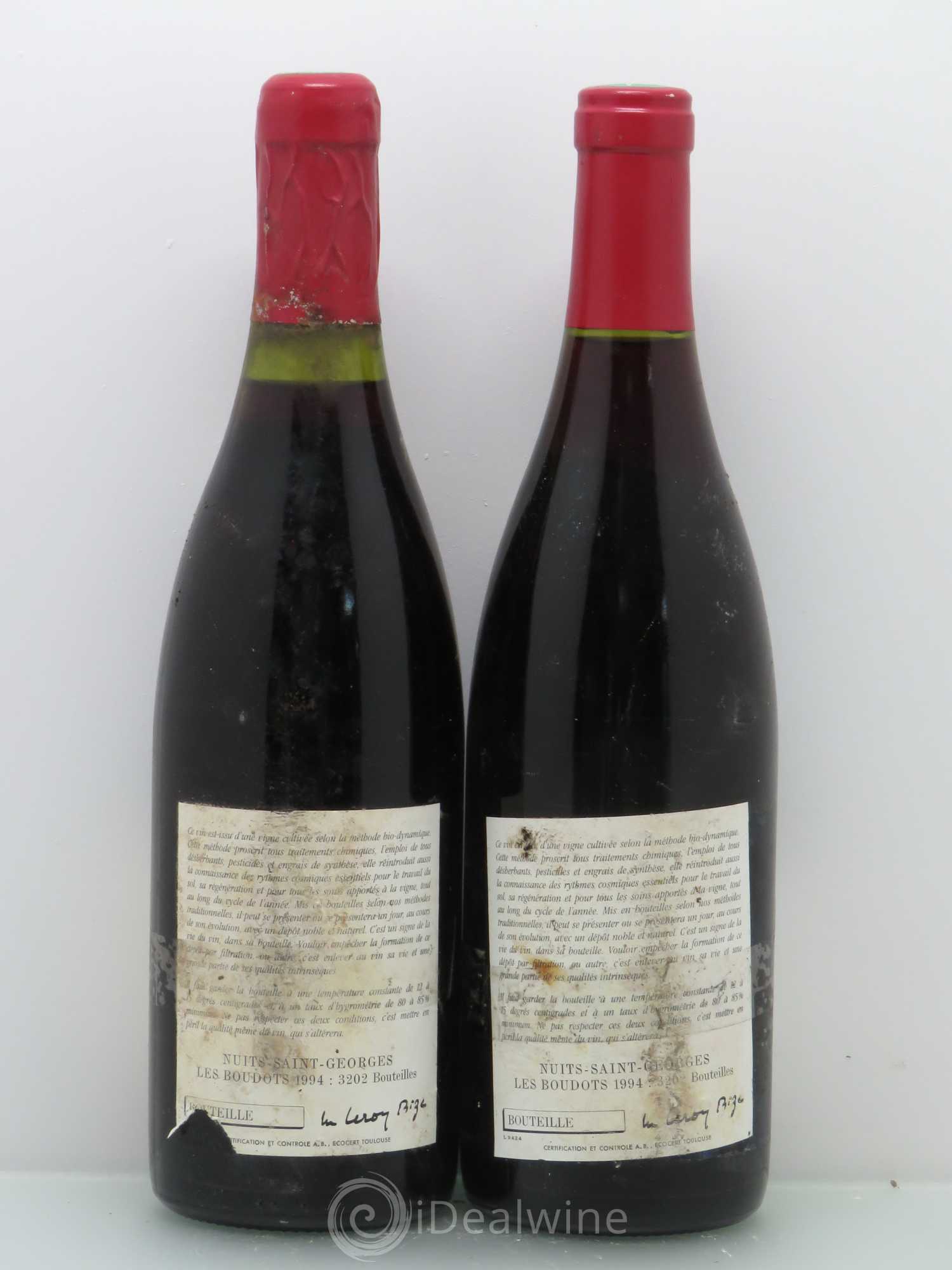 Nuits-Saint-Georges 1er Cru Aux Boudots Leroy (Domaine) 1994 - Lot de 2 bouteilles - 1