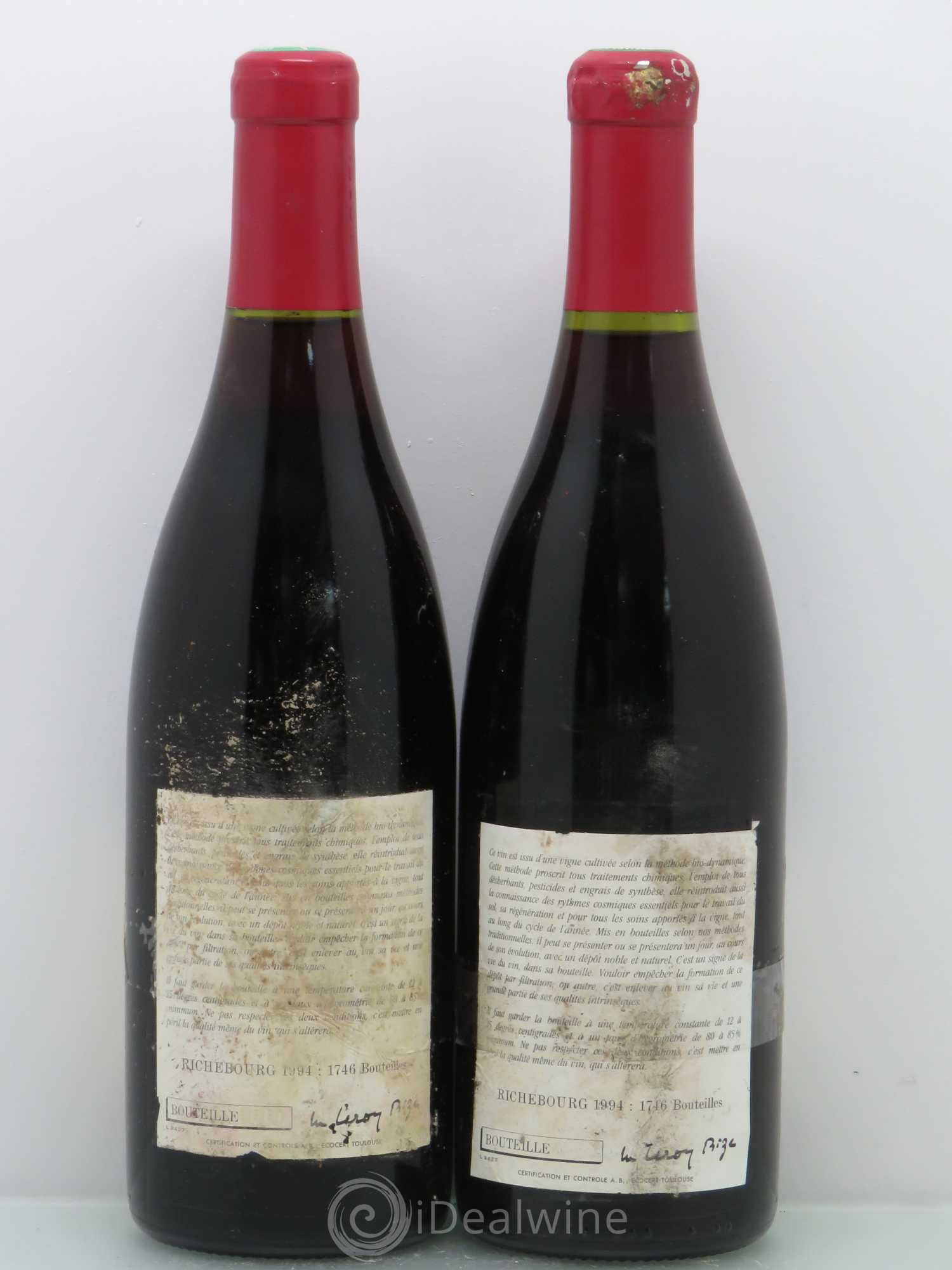 Richebourg Grand Cru Leroy (Domaine) 1994 - Lot de 2 bouteilles - 1