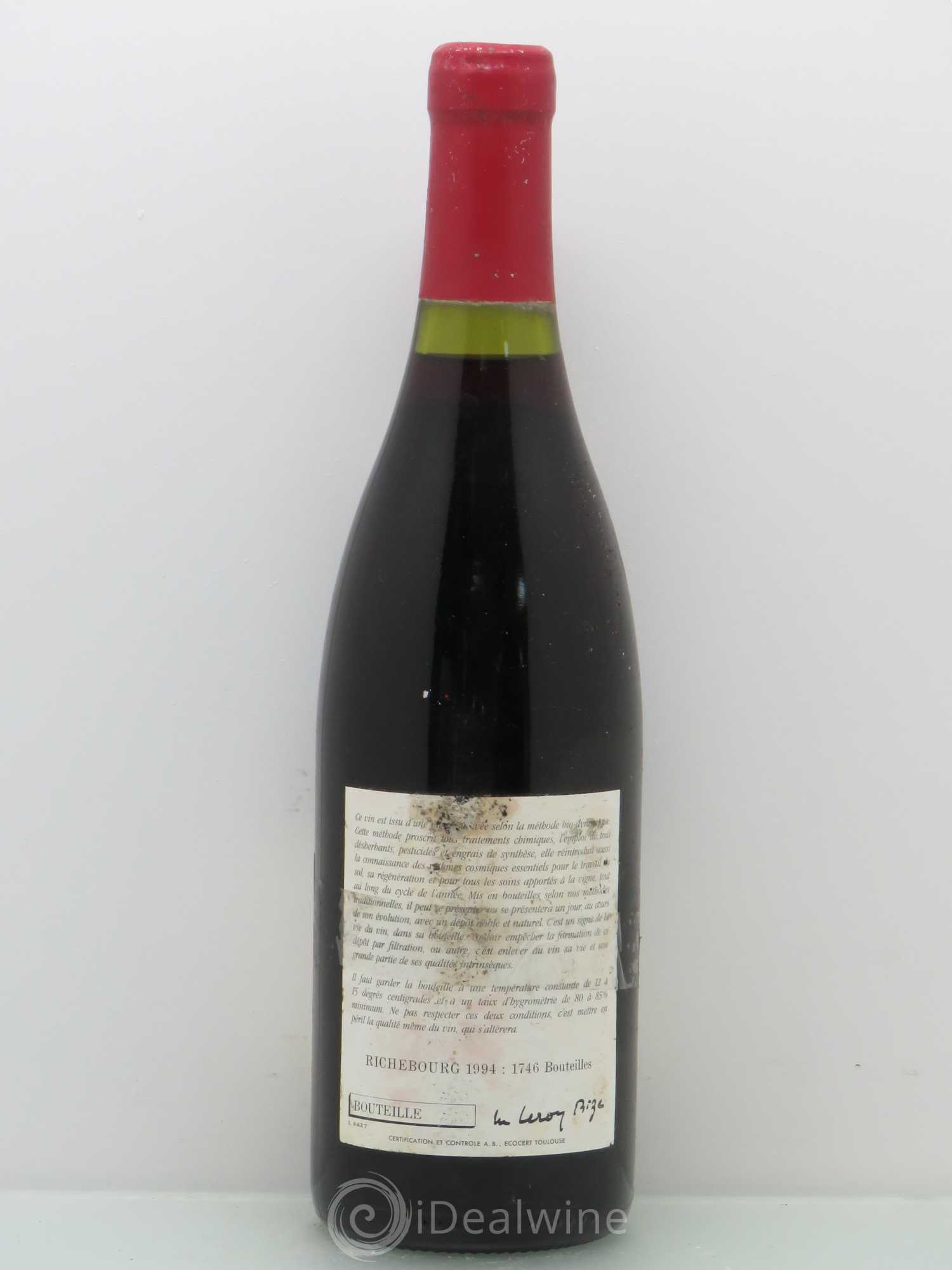 Richebourg Grand Cru Leroy (Domaine) 1994 - Lot de 1 bouteille - 1