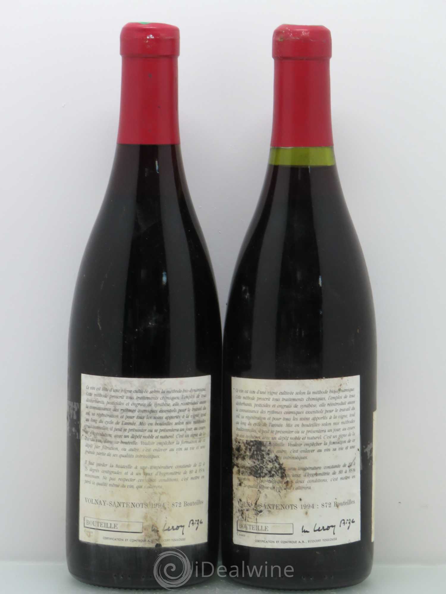 Volnay Santenots - Domaine Leroy 1994 - Posten von 2 Flaschen - 1