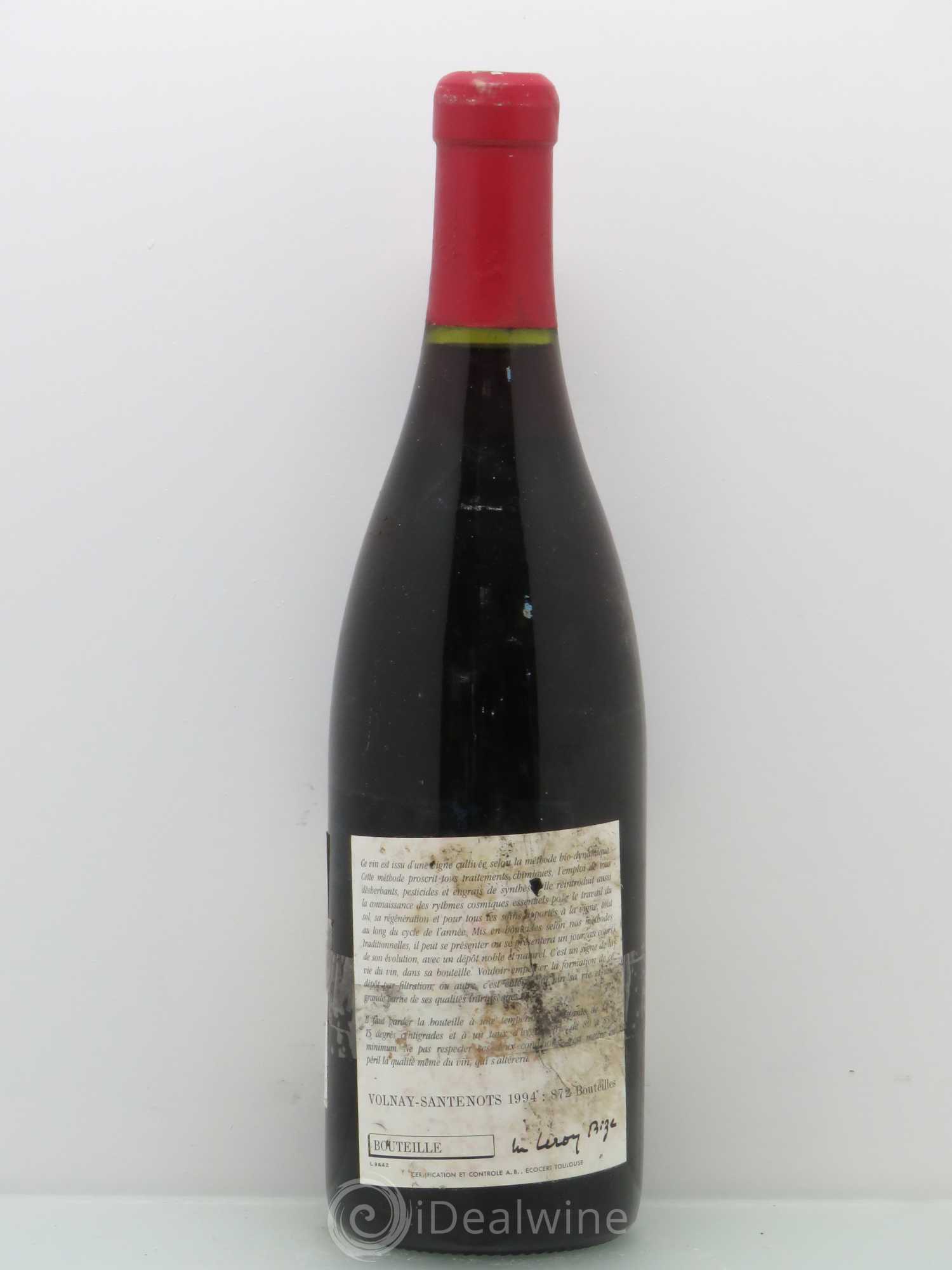 Volnay Santenots - Domaine Leroy 1994 - Posten von 1 Flasche - 1