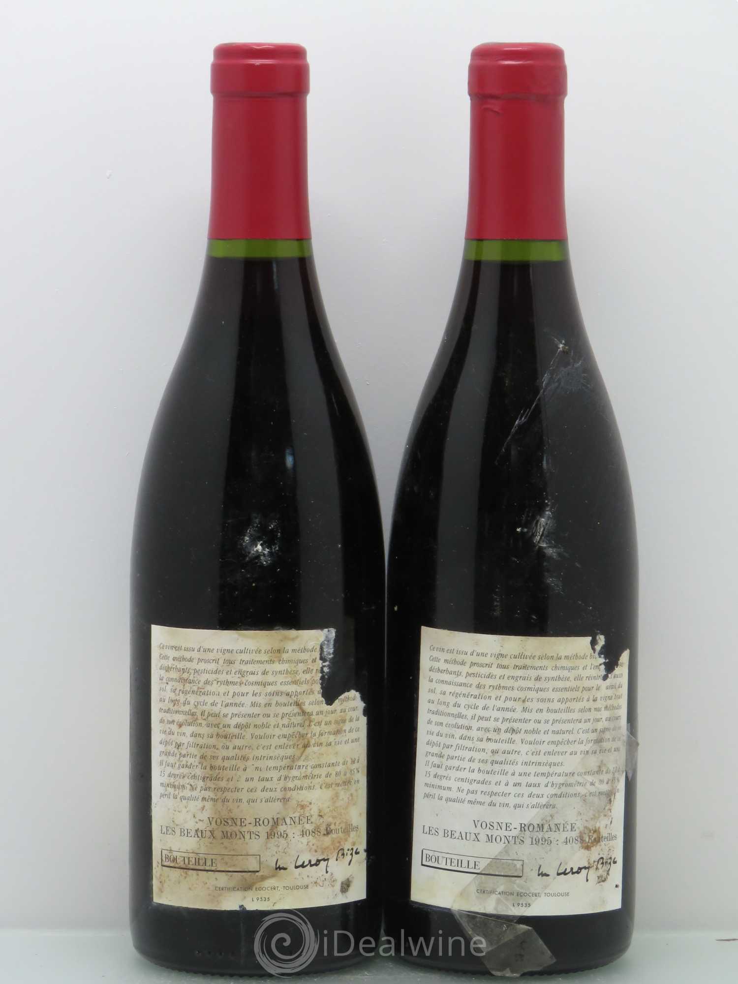 Vosne-Romanée 1er Cru Les Beaux-Monts Leroy (Domaine) 1995 - Lot de 2 bouteilles - 1