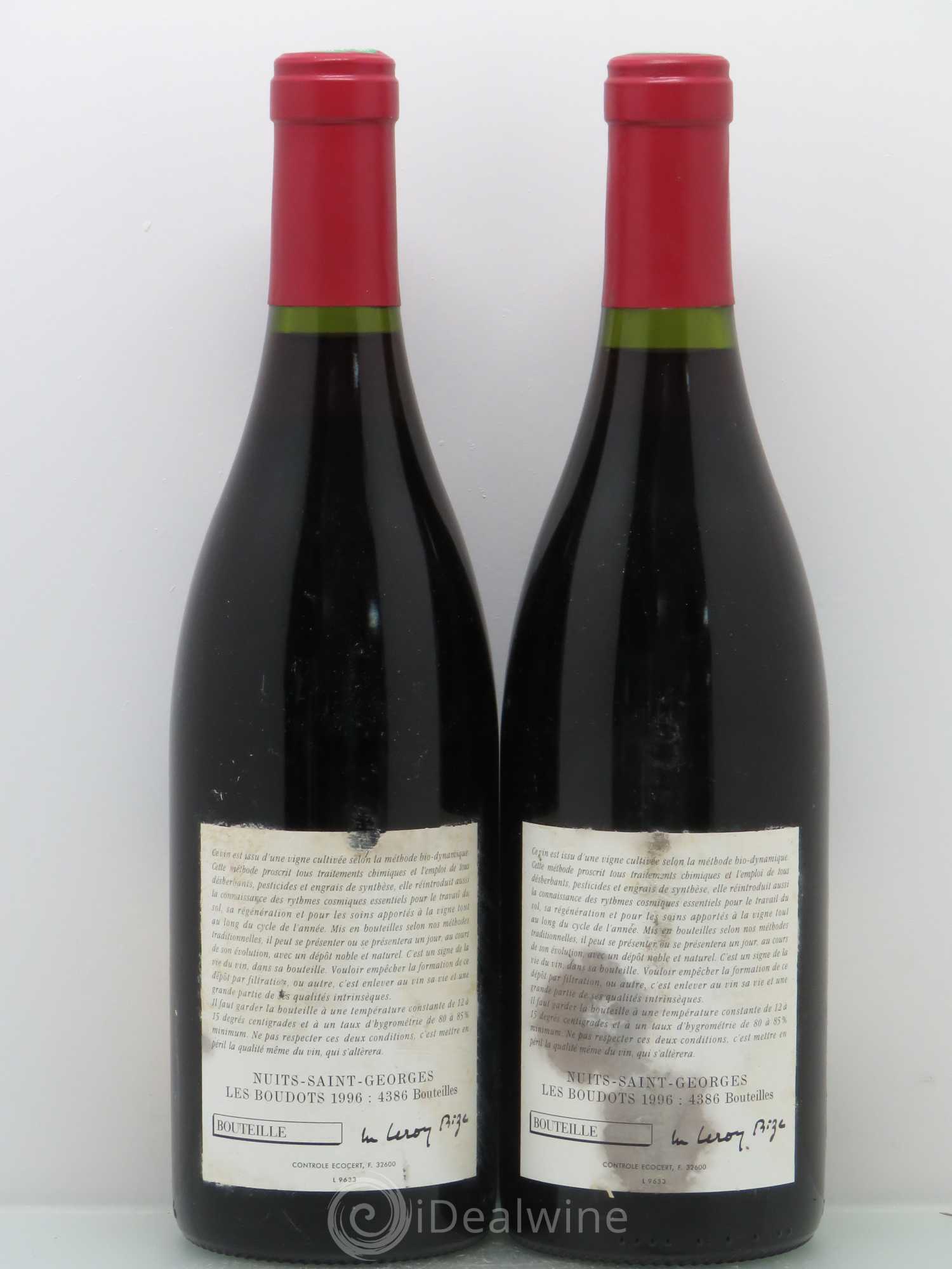Nuits-Saint-Georges 1er Cru Aux Boudots Leroy (Domaine) 1996 - Lot de 2 bouteilles - 1