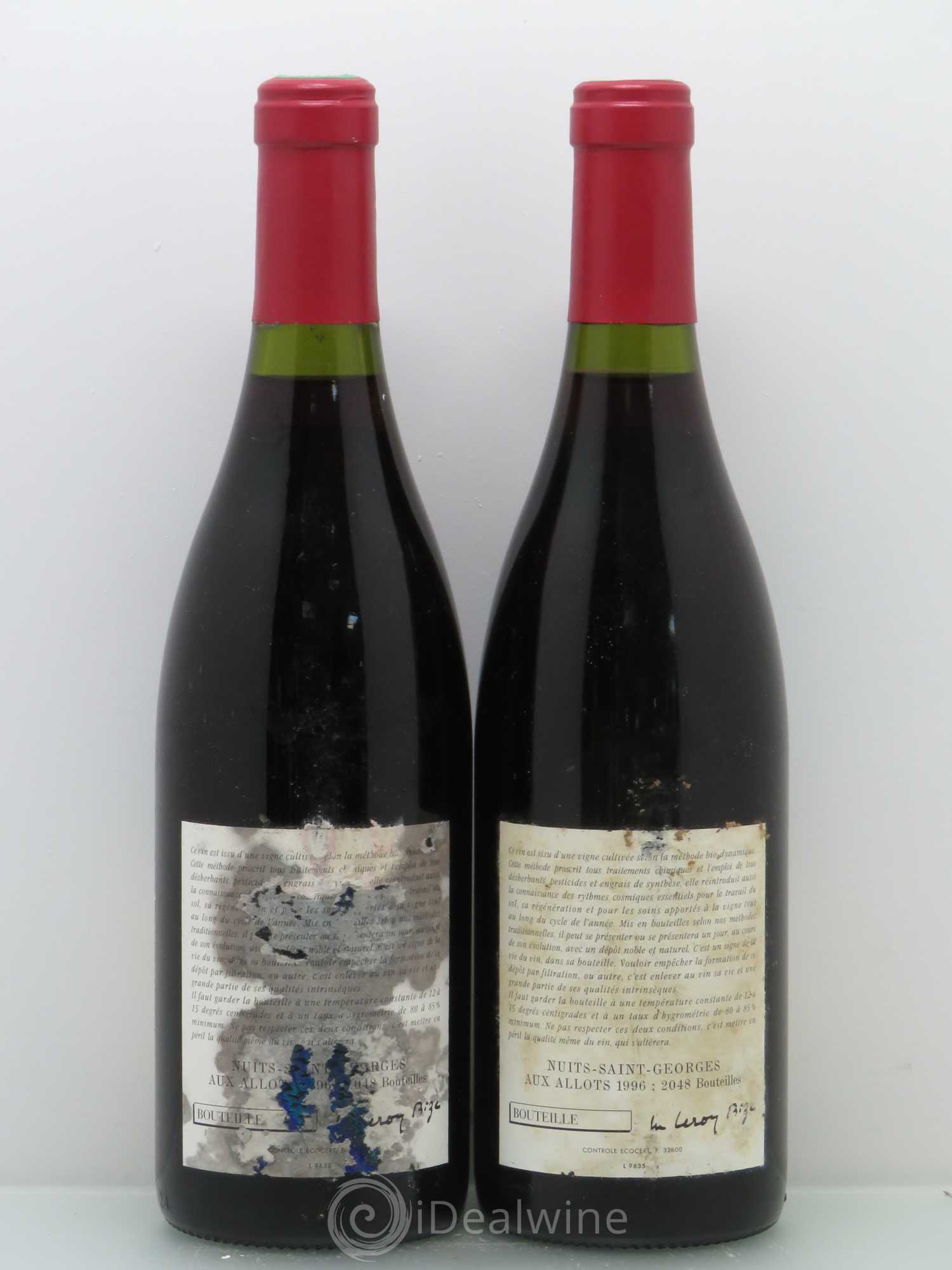 Nuits-Saint-Georges Aux Allots Leroy (Domaine) 1996 - Lot de 2 bouteilles - 1
