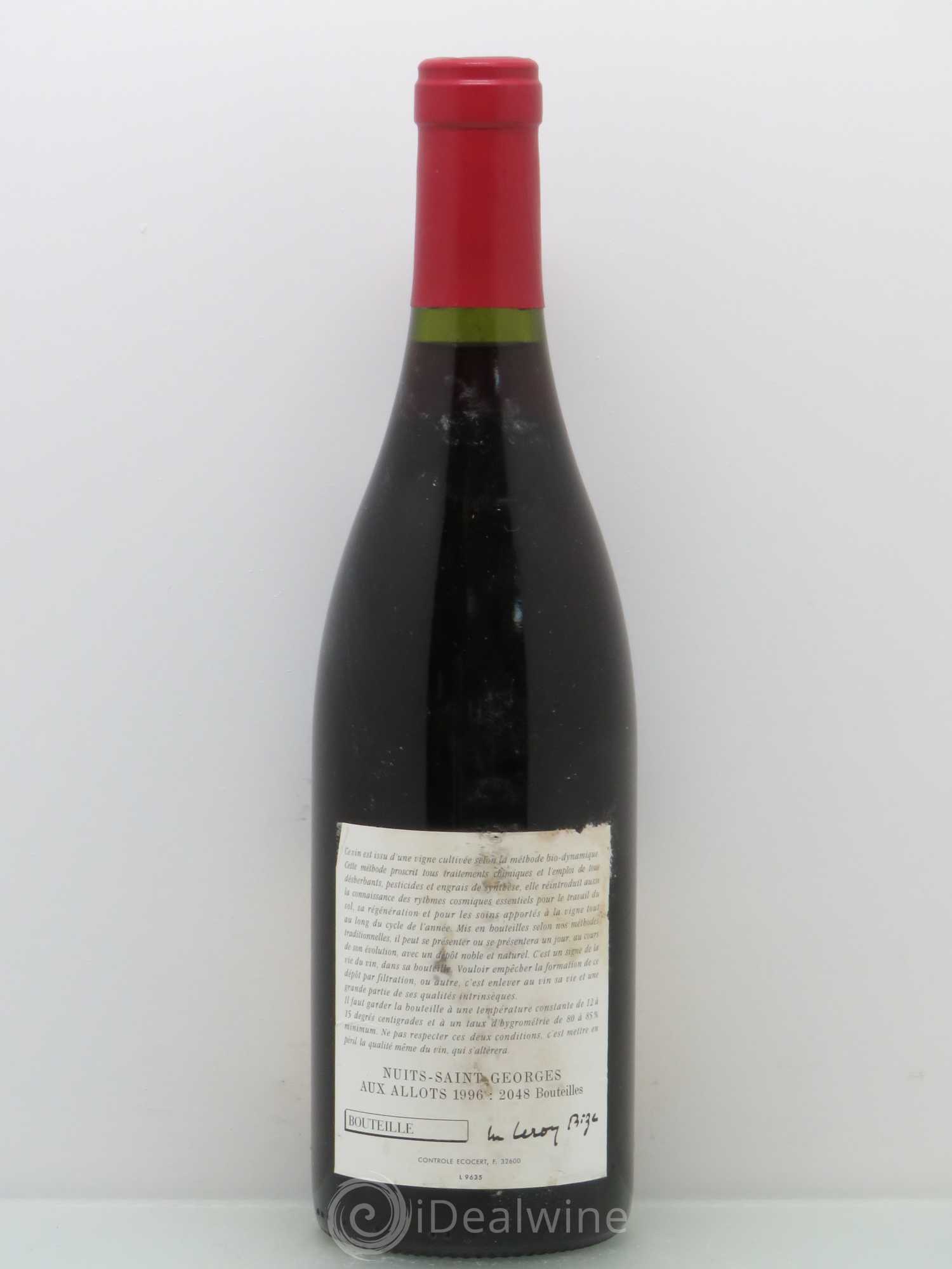 Nuits-Saint-Georges Aux Allots Leroy (Domaine) 1996 - Lot de 1 bouteille - 1
