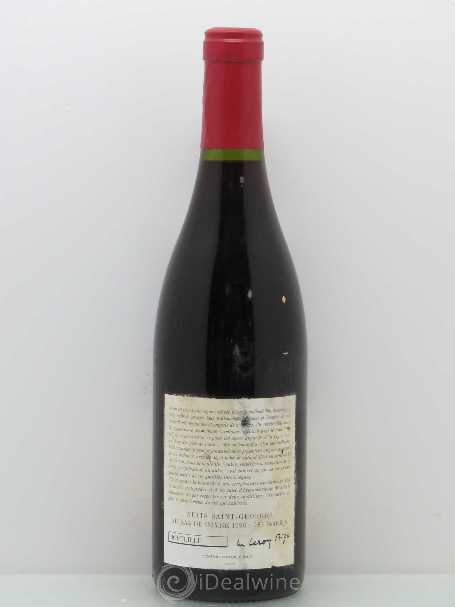 Nuits-Saint-Georges Bas de Combes Leroy (Domaine) 1996 - Lot de 1 bouteille - 1