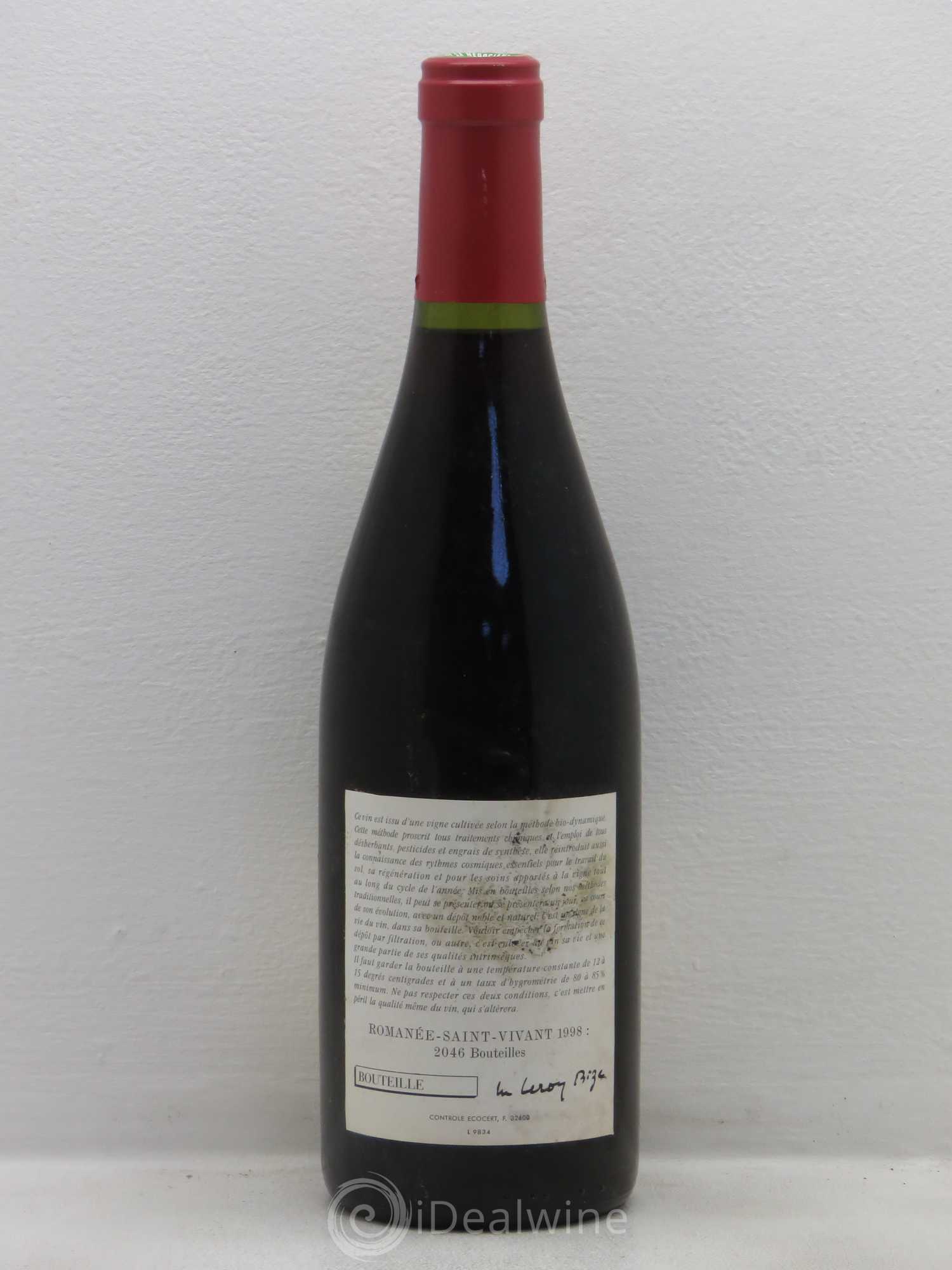 Romanée-Saint-Vivant Grand Cru Leroy (Domaine) 1998 - Lot de 1 bouteille - 1