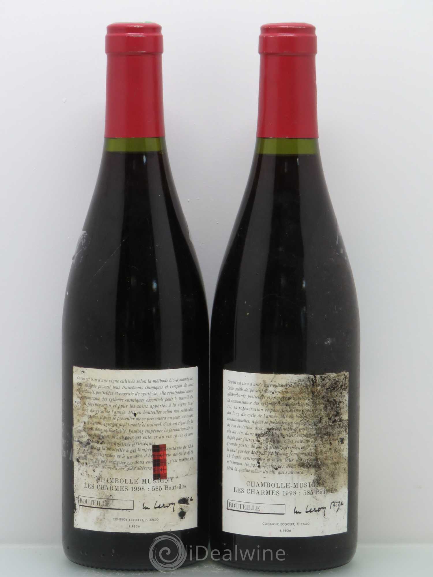 Chambolle-Musigny 1er Cru Les Charmes Leroy (Domaine) 1998 - Lot de 2 bouteilles - 1