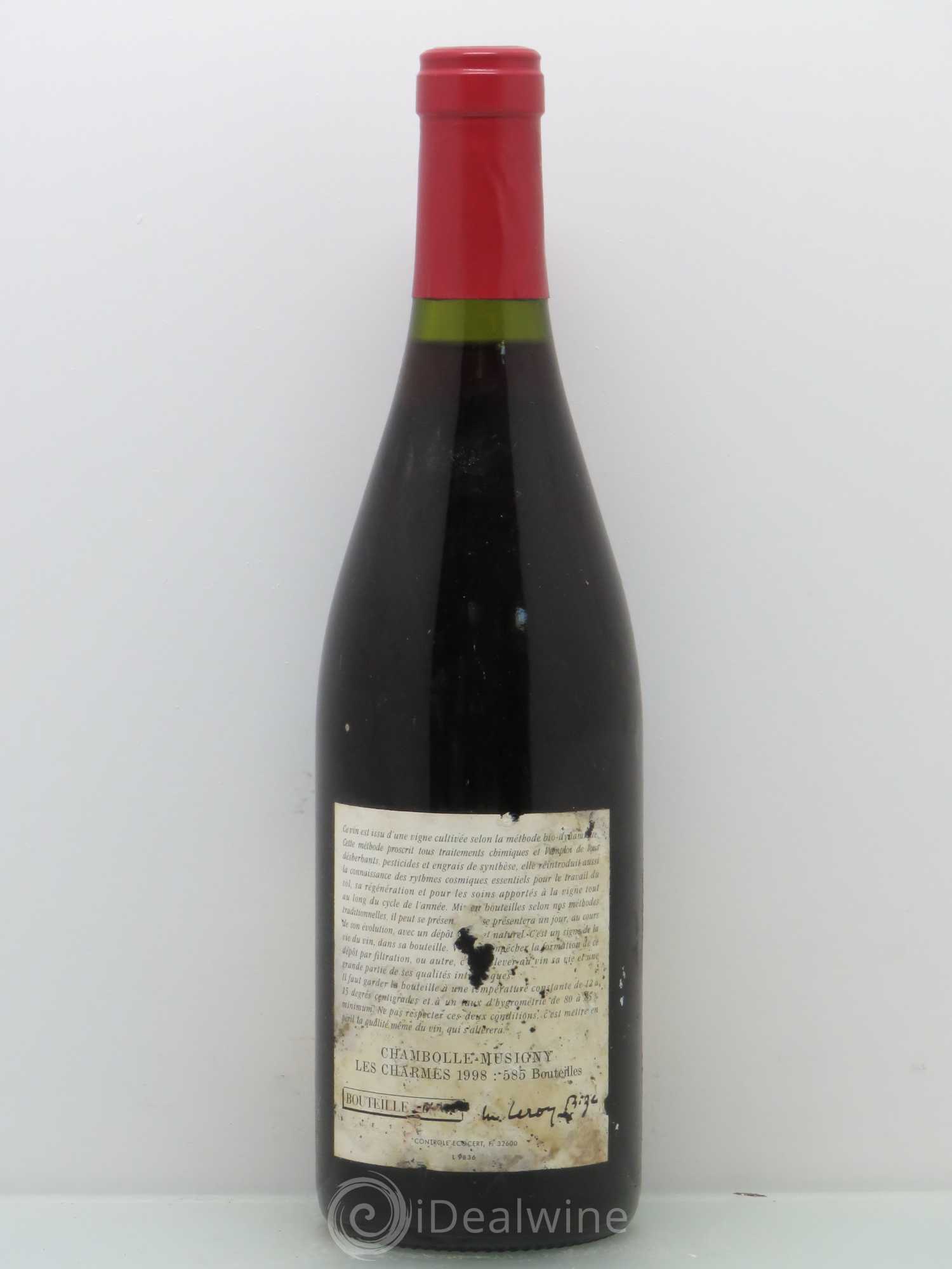 Chambolle-Musigny 1er Cru Les Charmes Leroy (Domaine) 1998 - Lot de 1 bouteille - 1