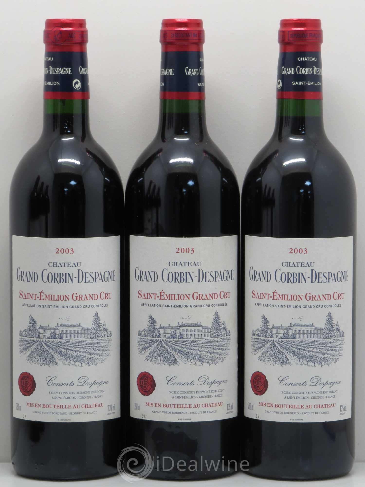 Château Grand Corbin Despagne Grand Cru Classé 2003 - Lot de 6 bouteilles - 1