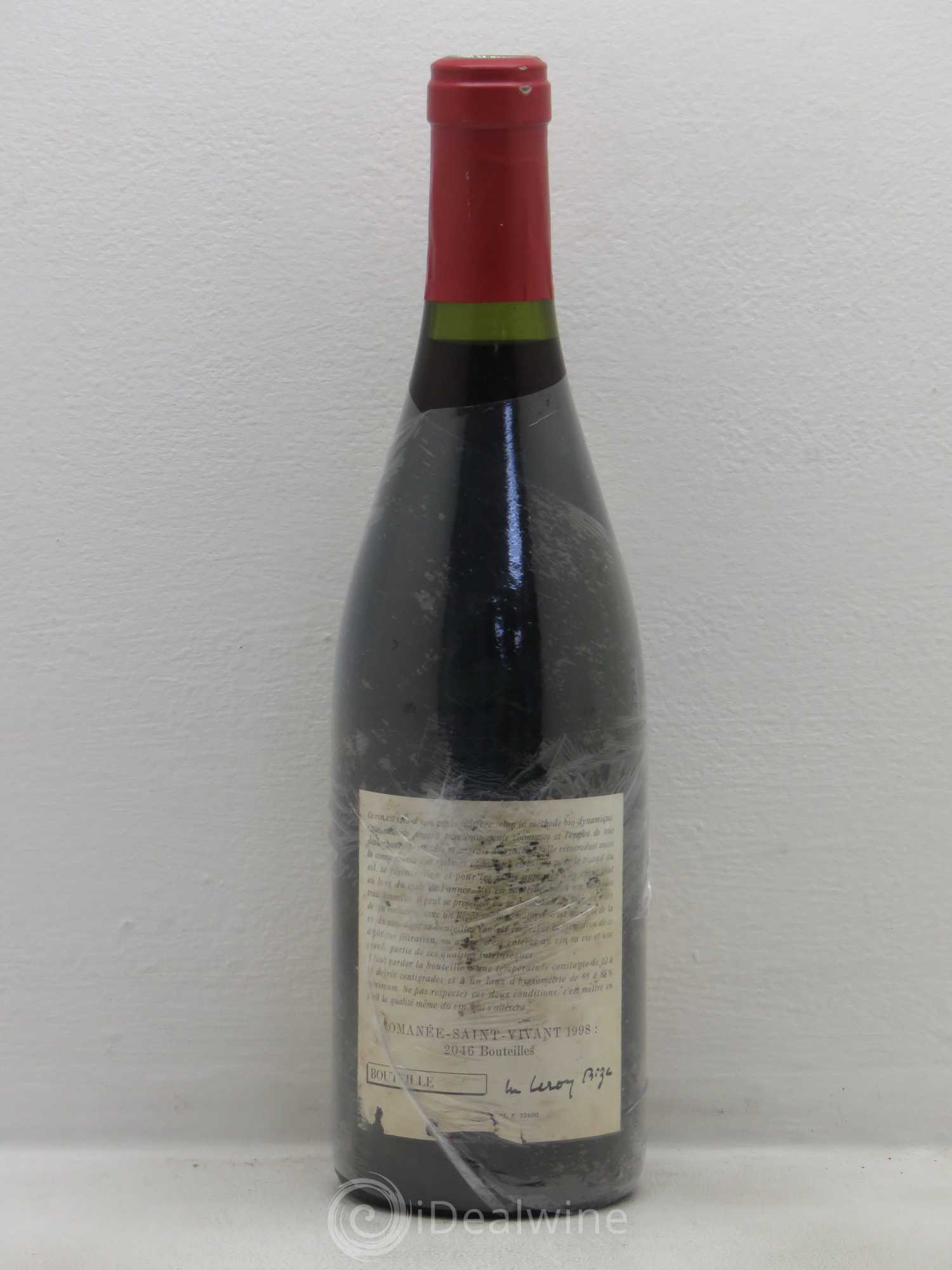 Romanée-Saint-Vivant Grand Cru Leroy (Domaine) 1998 - Lot de 1 bouteille - 1