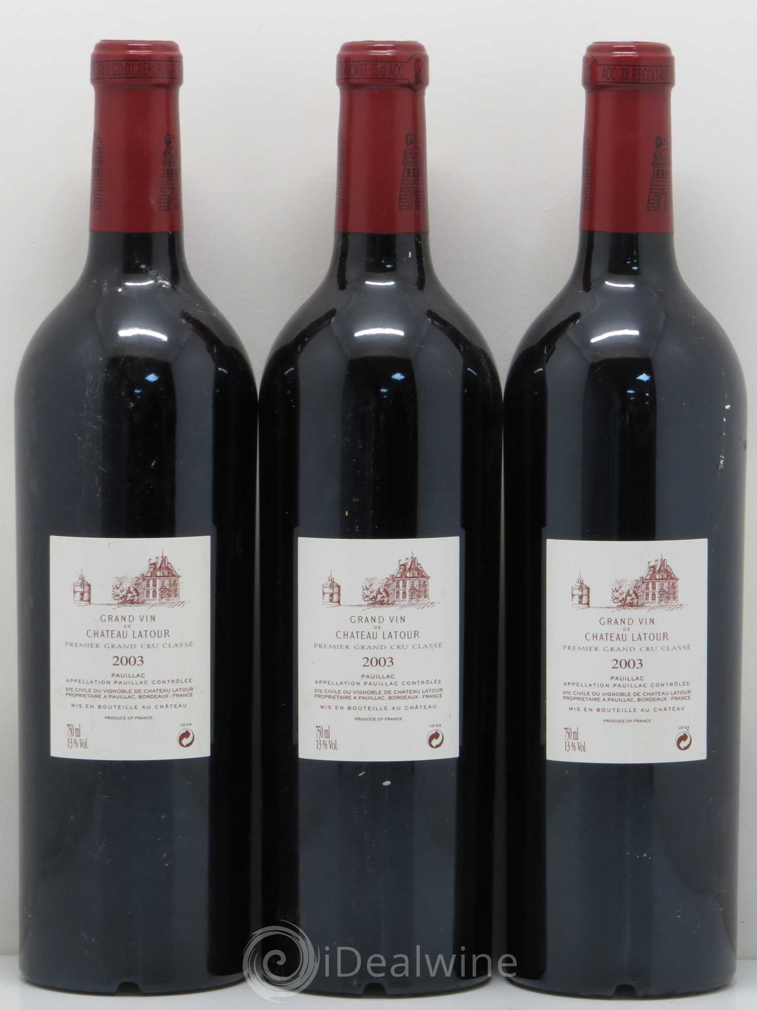 Château Latour 1er Grand Cru Classé 2003 - Lot de 3 bouteilles - 1