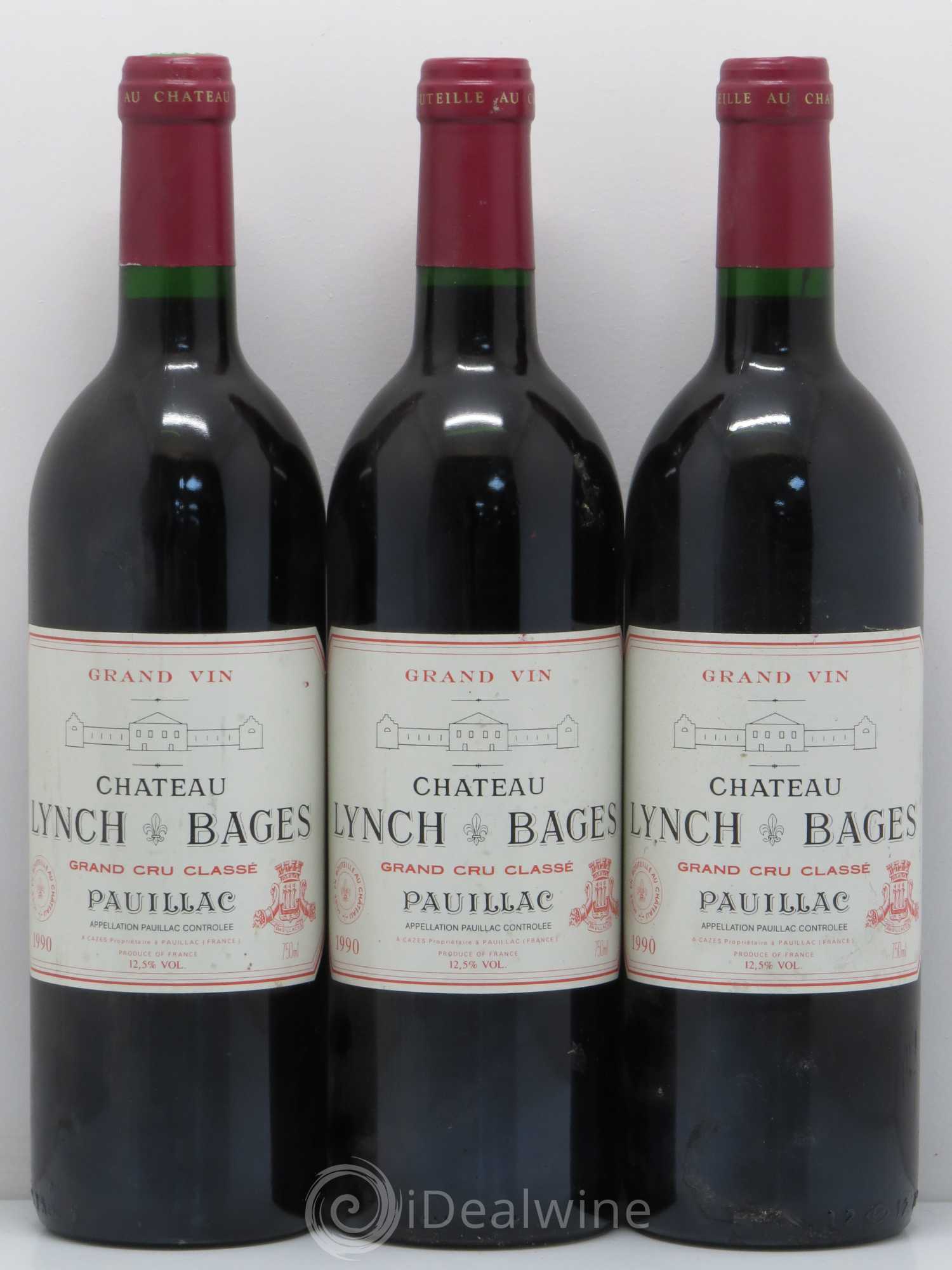 Château Lynch Bages 5ème Grand Cru Classé 1990 - Lot de 3 bouteilles - 0