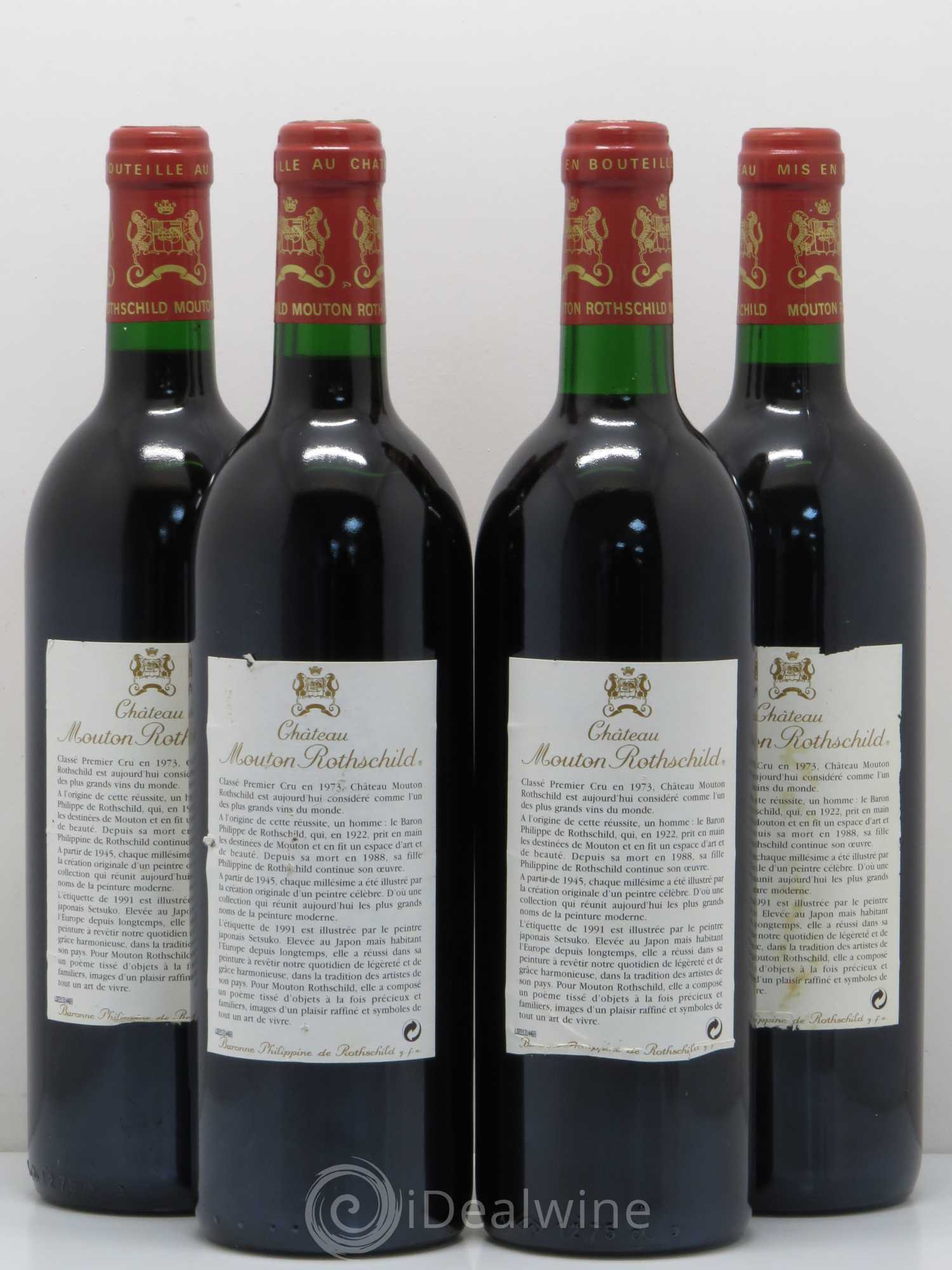 Château Mouton Rothschild 1er Grand Cru Classé 1991 - Lot de 4 bouteilles - 1