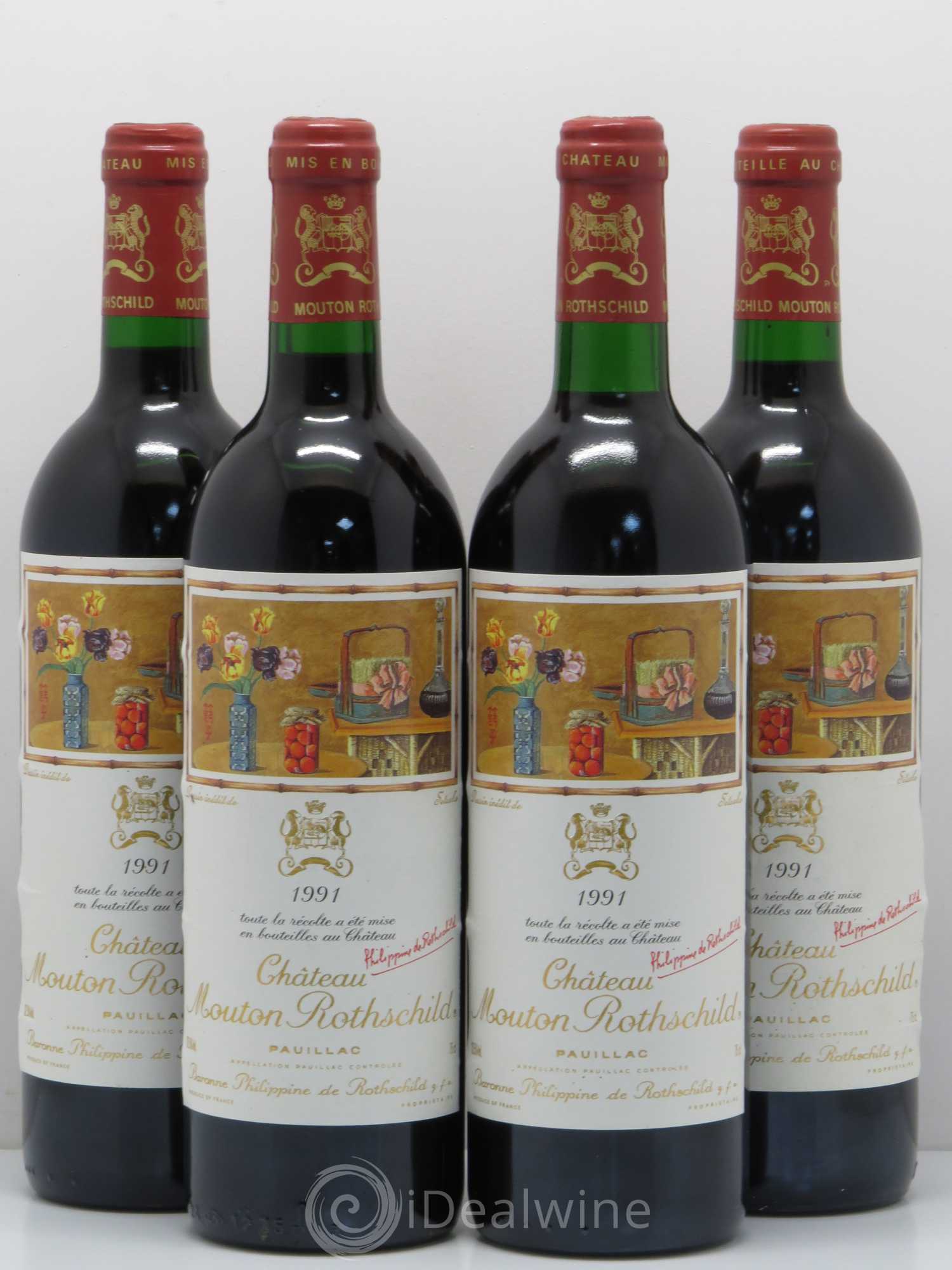 Château Mouton Rothschild 1er Grand Cru Classé 1991 - Lot de 4 bouteilles - 0