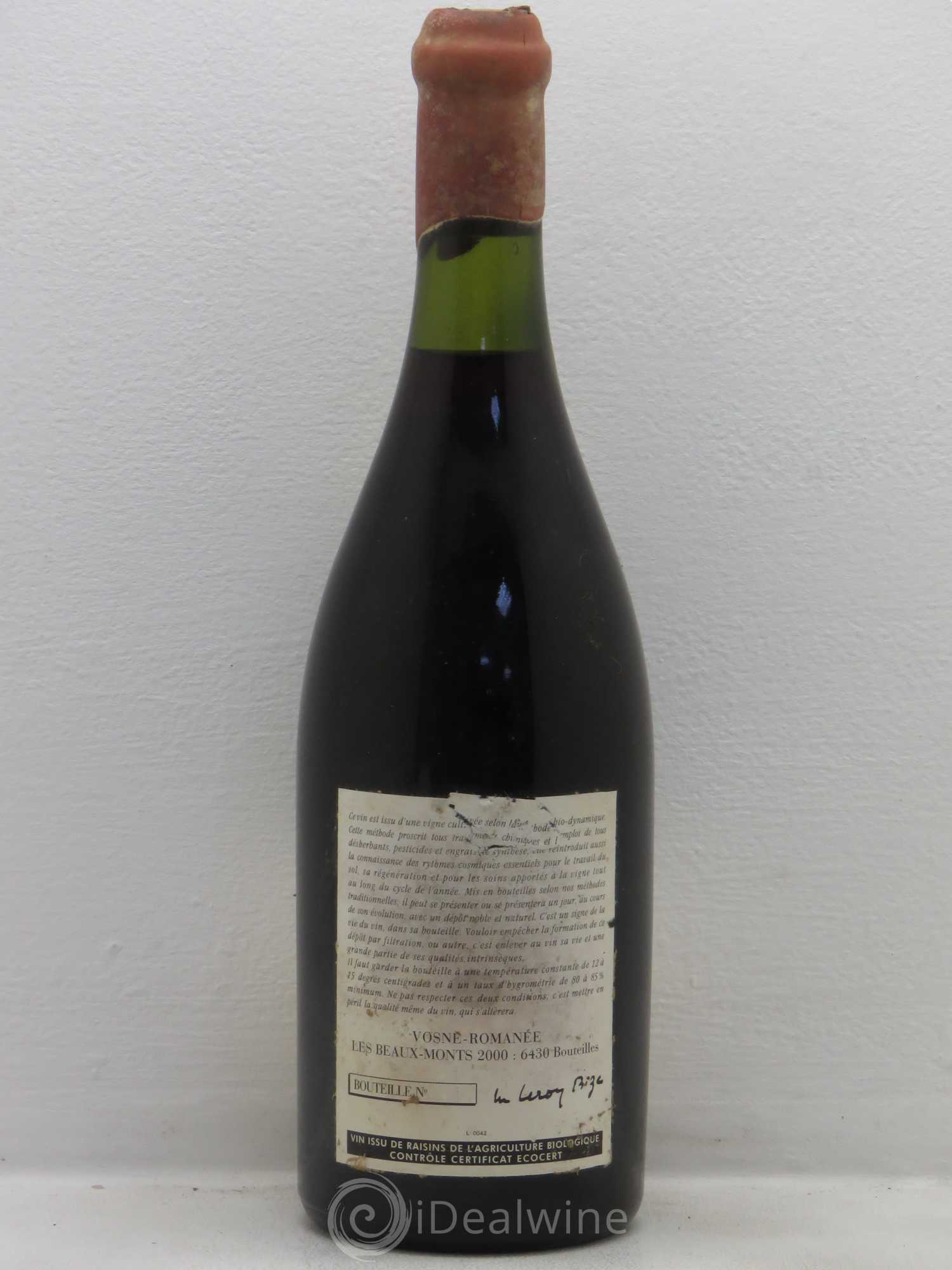 Vosne-Romanée 1er Cru Les Beaux-Monts Leroy (Domaine) 2000 - Lot de 1 bouteille - 1