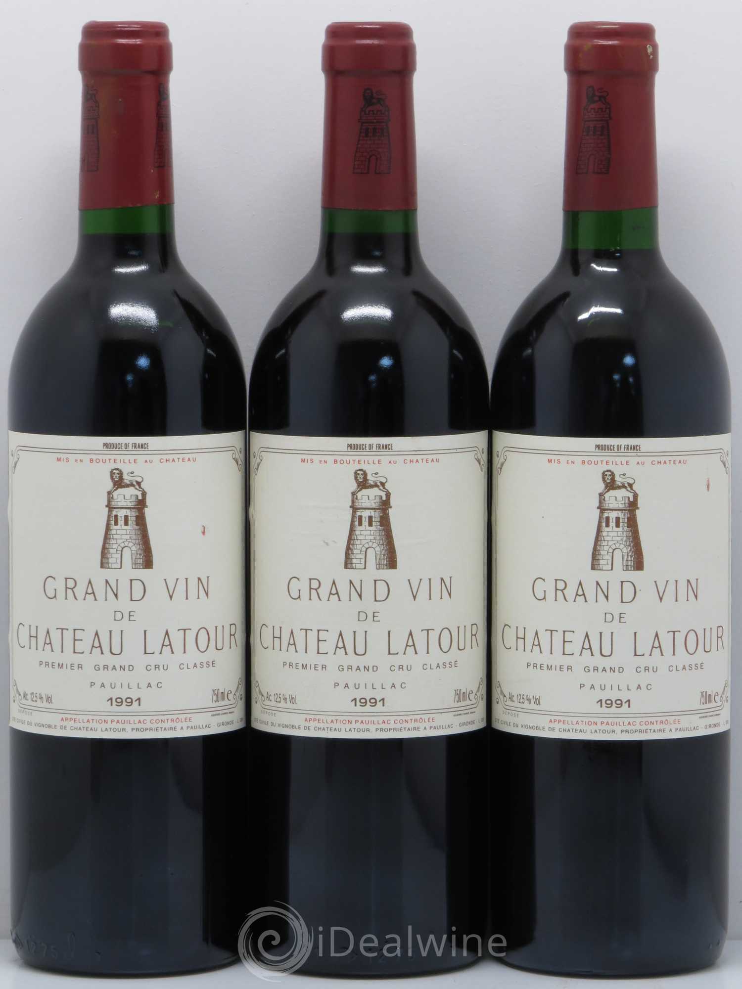 Château Latour 1er Grand Cru Classé 1991 - Lot de 3 bouteilles - 0