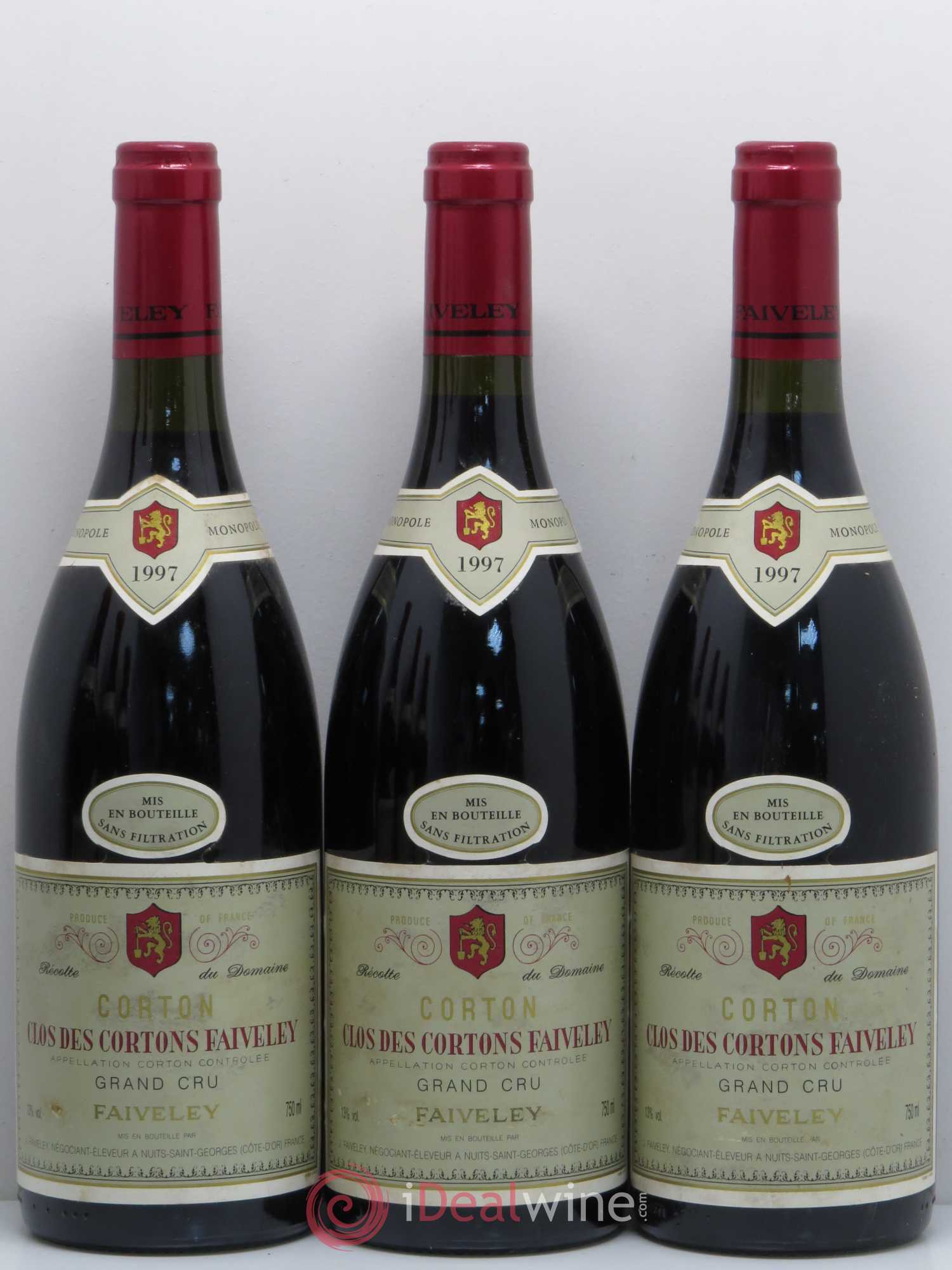 Corton Grand Cru Clos des Cortons Faiveley 1997 - Lot de 6 bouteilles - 1