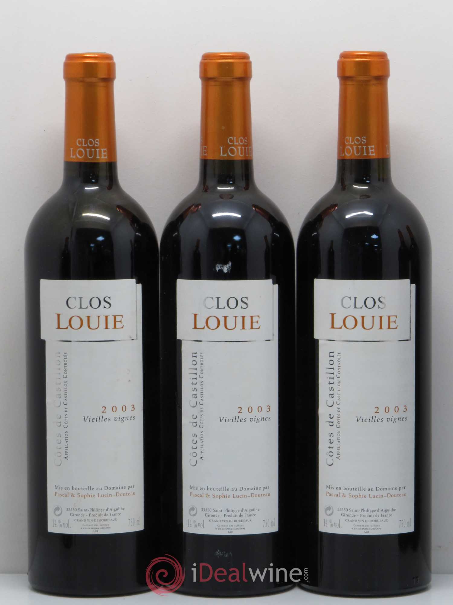 Castillon-Côtes-de-Bordeaux (Côtes-de-Castillon) Clos Louie 2003 - Lot de 6 bouteilles - 1