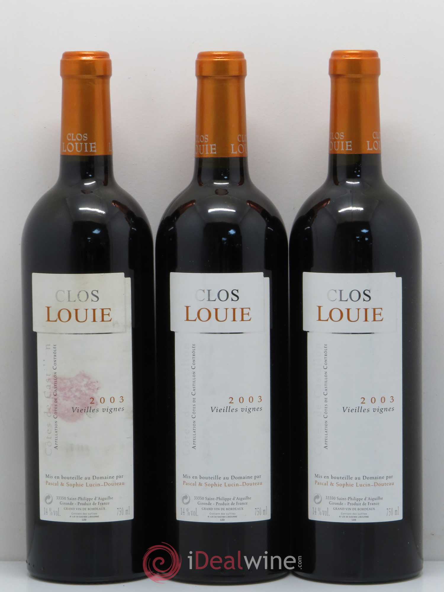 Castillon-Côtes-de-Bordeaux (Côtes-de-Castillon) Clos Louie 2003 - Lot de 6 bouteilles - 2