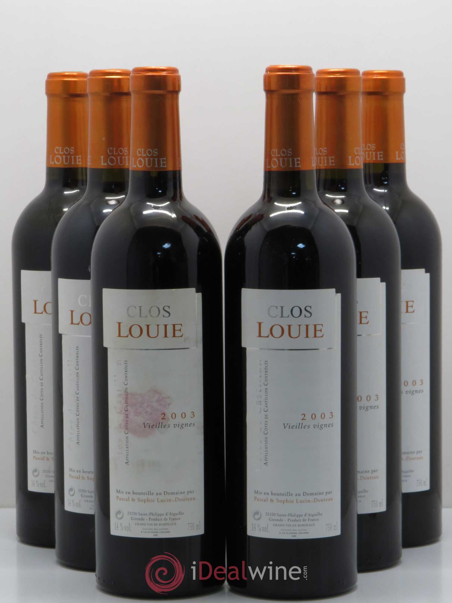 Castillon-Côtes-de-Bordeaux (Côtes-de-Castillon) Clos Louie 2003 - Lot de 6 bouteilles - 0