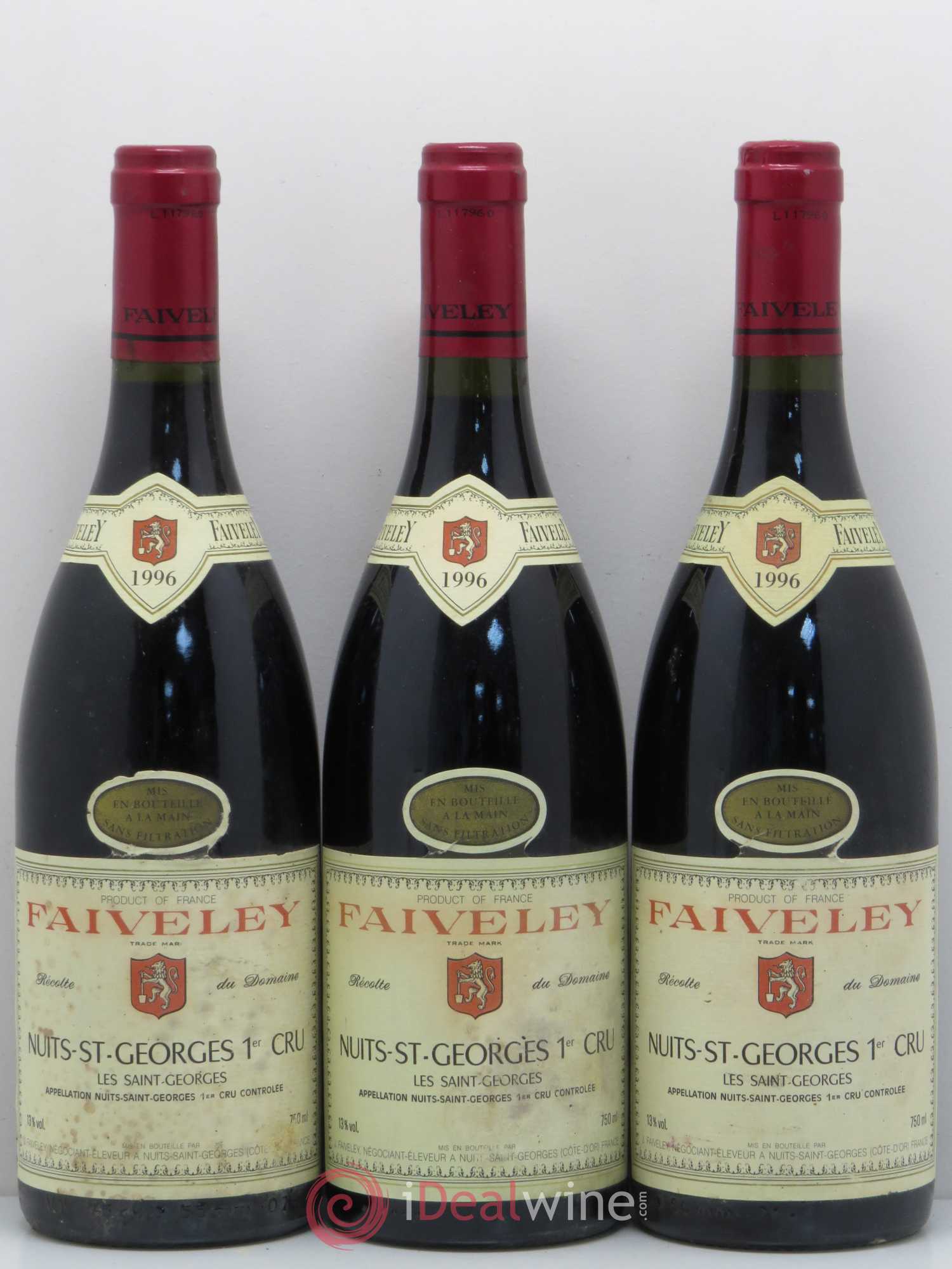 Nuits-Saint-Georges 1er Cru Les Saint-Georges Faiveley 1996 - Lot de 3 bouteilles - 0
