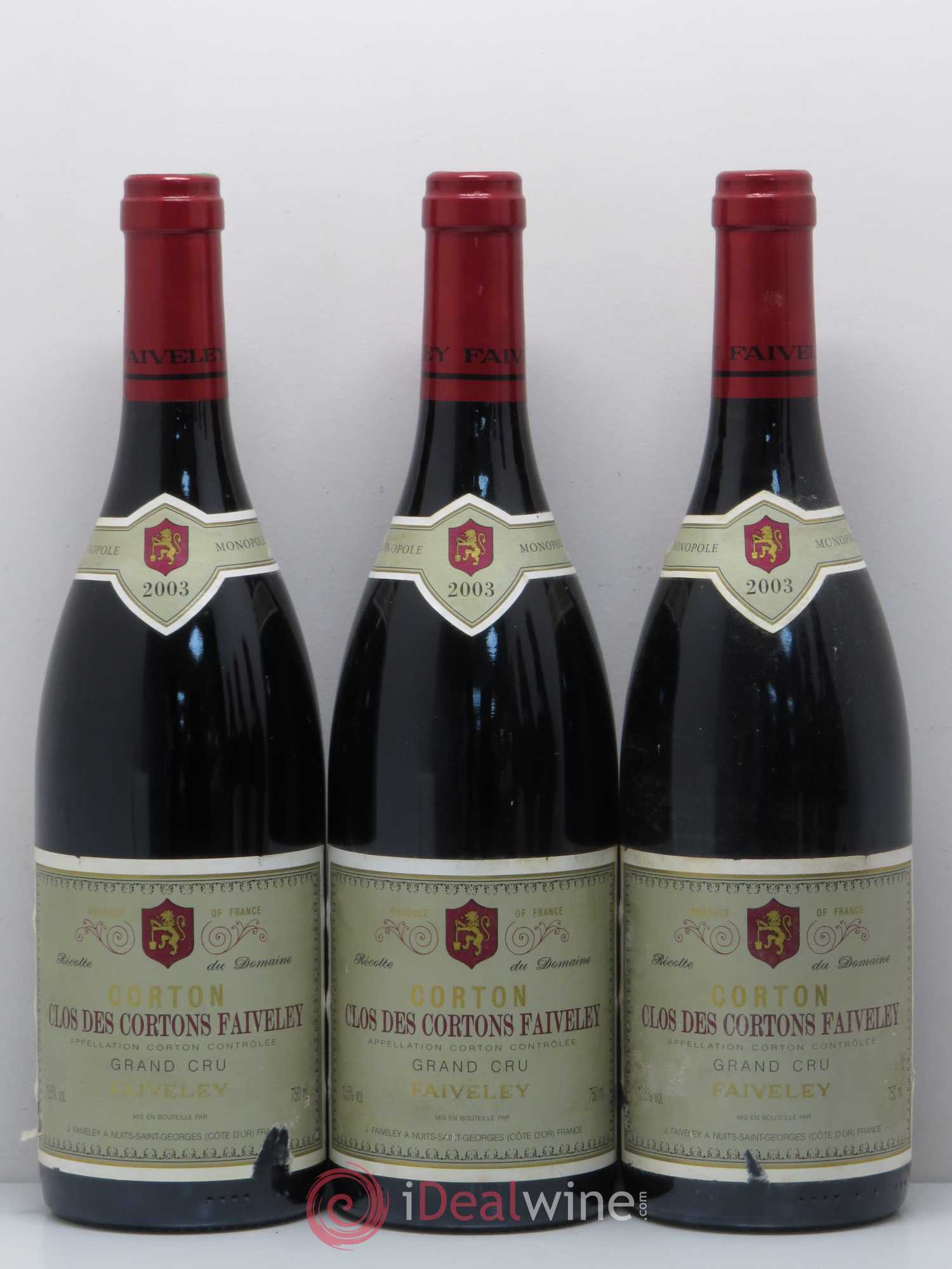 Corton Grand Cru Clos des Cortons Faiveley 2003 - Lot de 6 bouteilles - 1