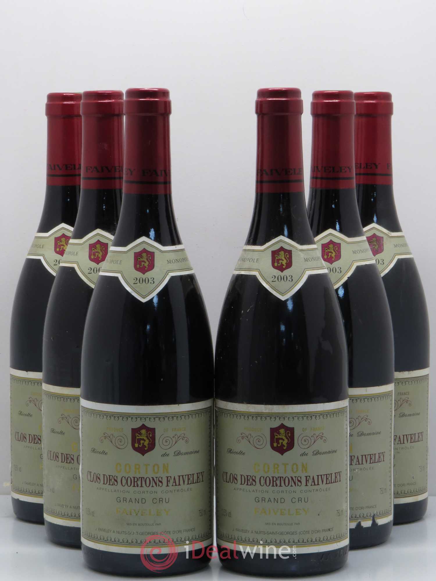 Corton Grand Cru Clos des Cortons Faiveley 2003 - Lot de 6 bouteilles - 0