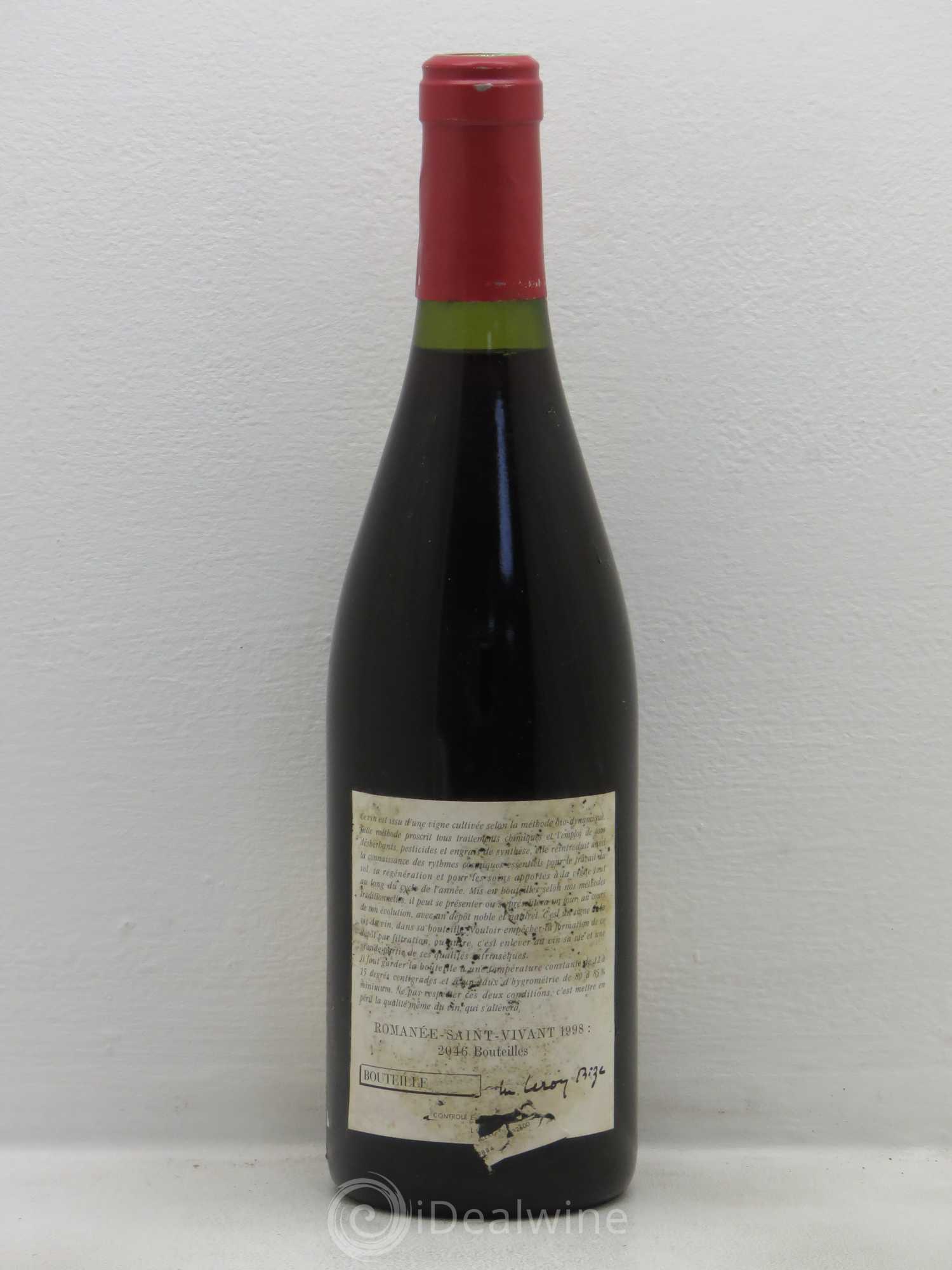 Romanée-Saint-Vivant Grand Cru Leroy (Domaine) 1998 - Lot de 1 bouteille - 1