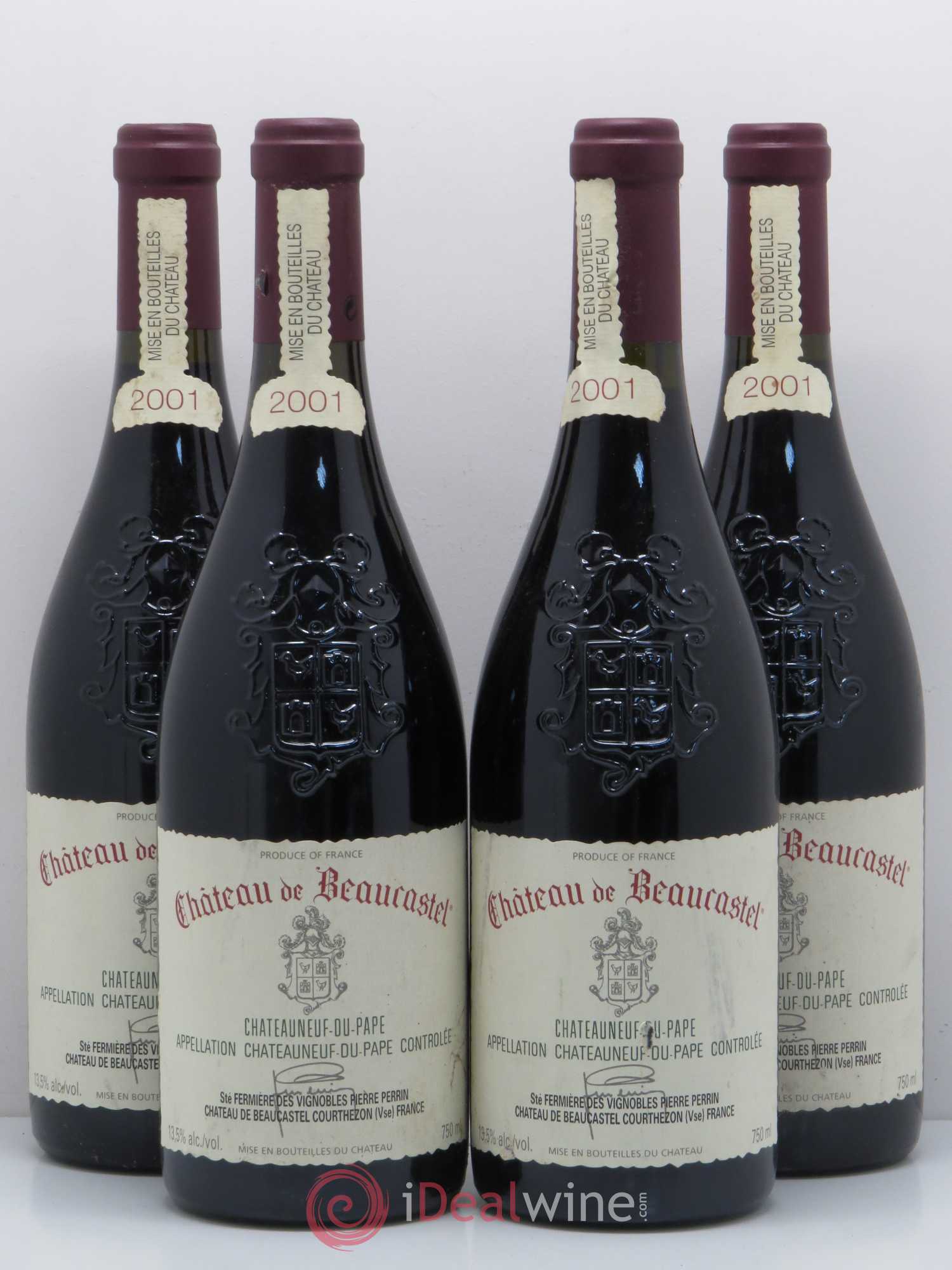 Châteauneuf-du-Pape Château de Beaucastel Famille Perrin 2001 - Lot de 4 bouteilles - 0