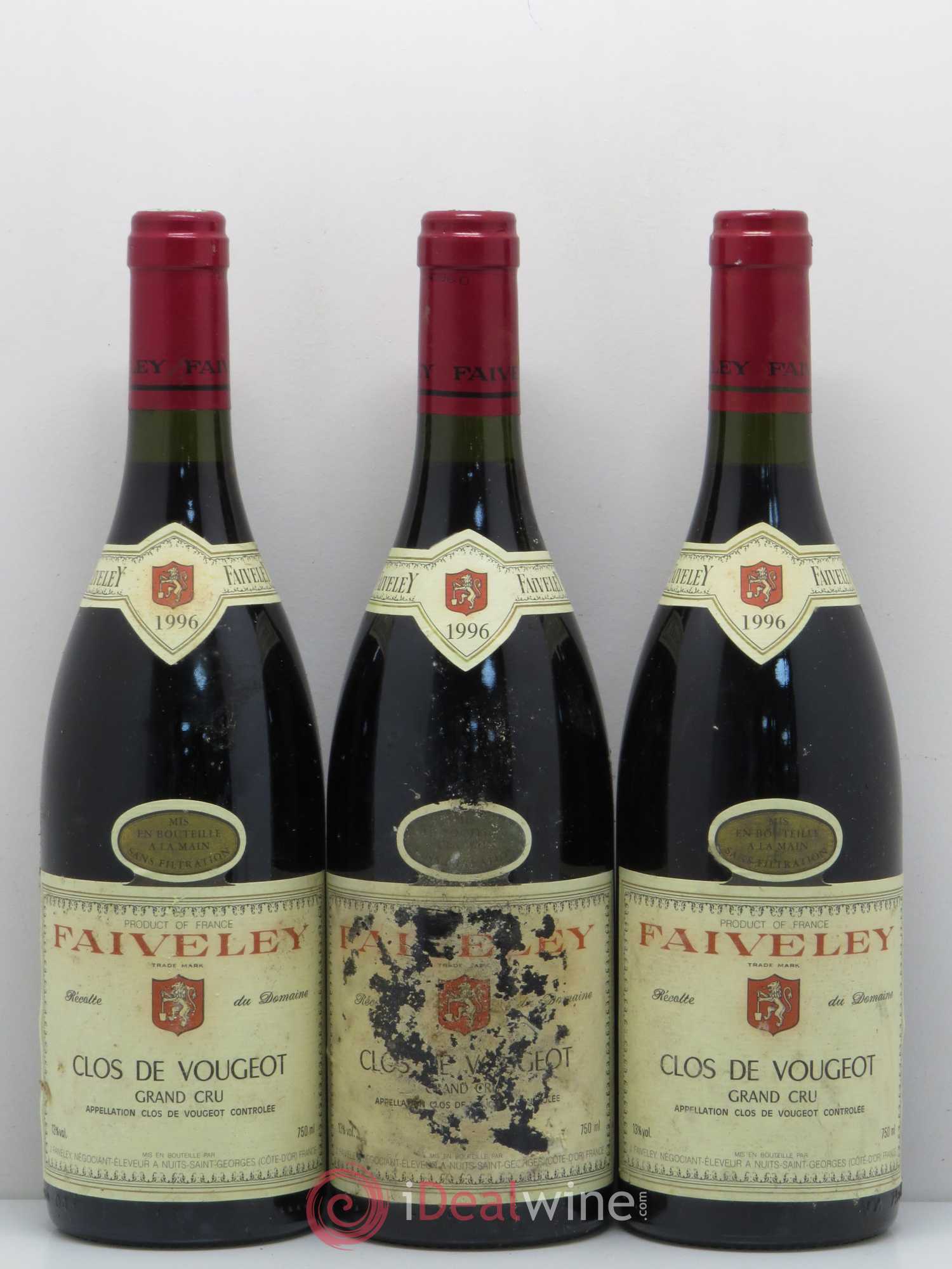 Clos de Vougeot Grand Cru Faiveley 1996 - Lot de 3 bouteilles - 0