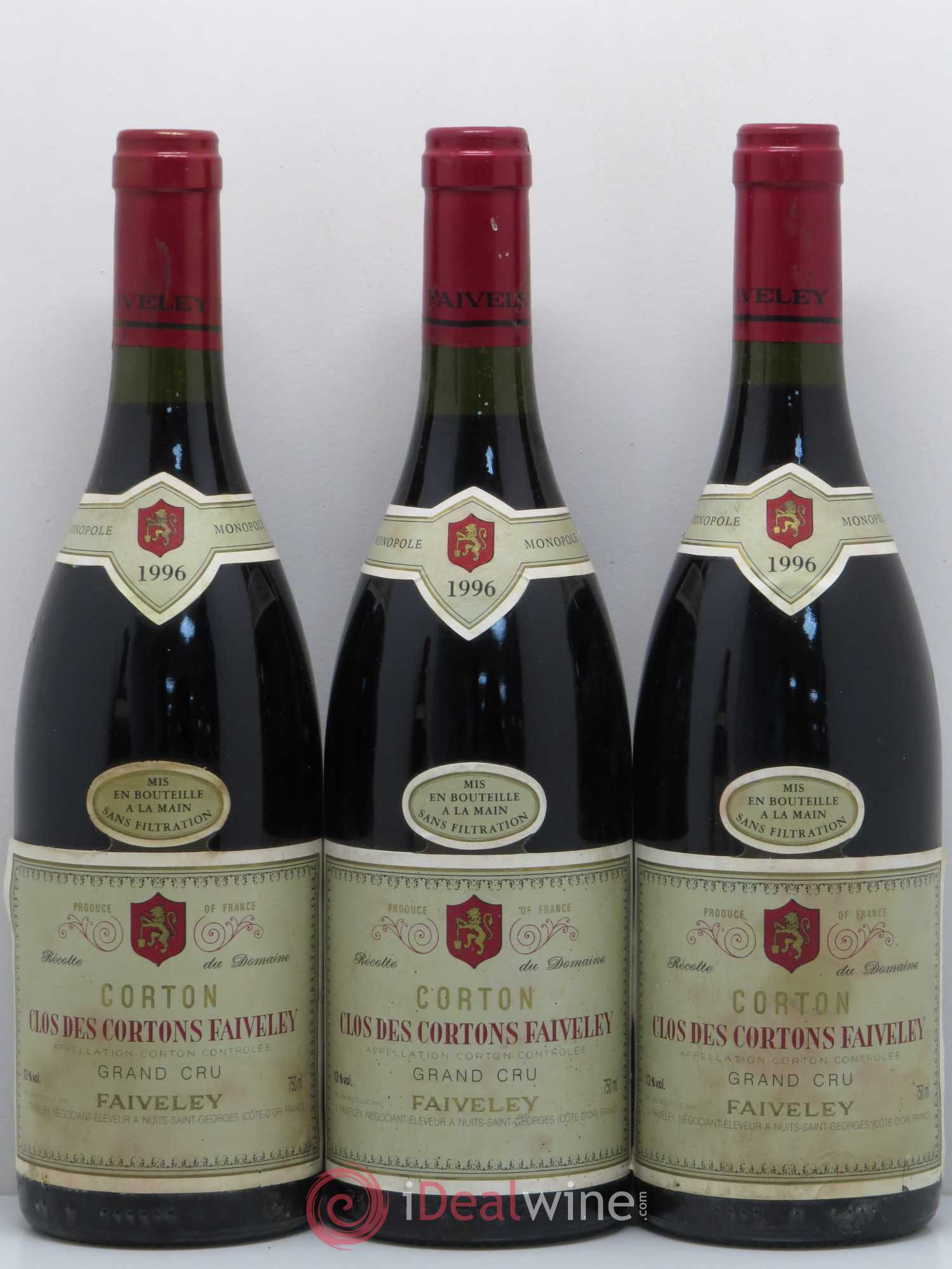 Corton Grand Cru Clos des Cortons Faiveley 1996 - Lot de 3 bouteilles - 0