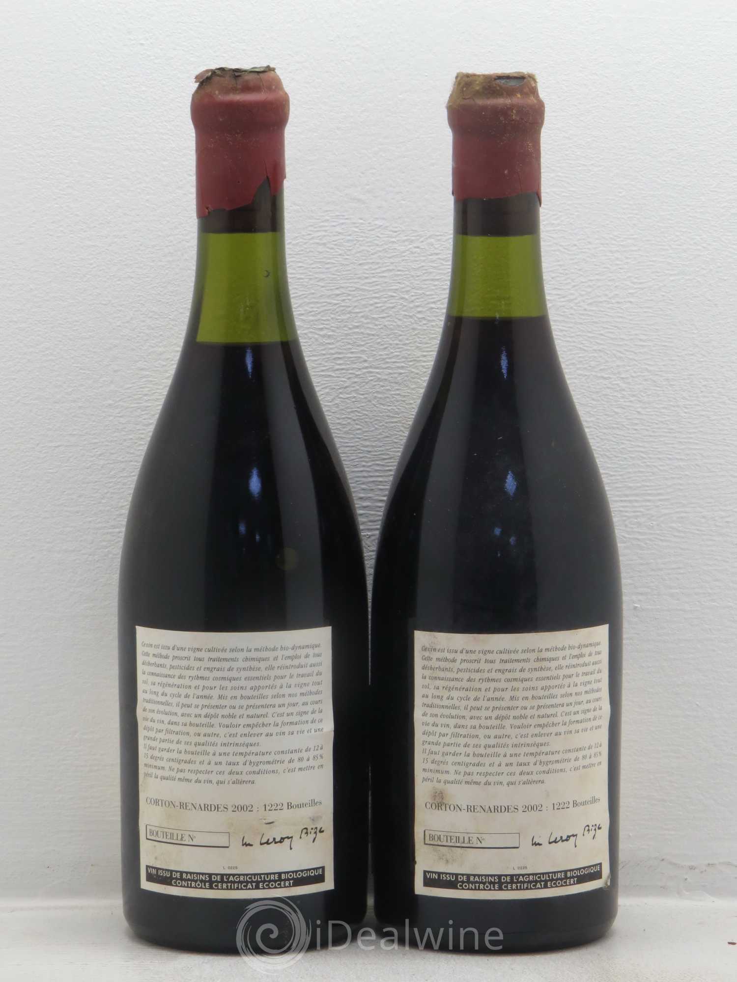 Corton Grand Cru Les Renardes Leroy (Domaine) 2002 - Lot de 2 bouteilles - 1
