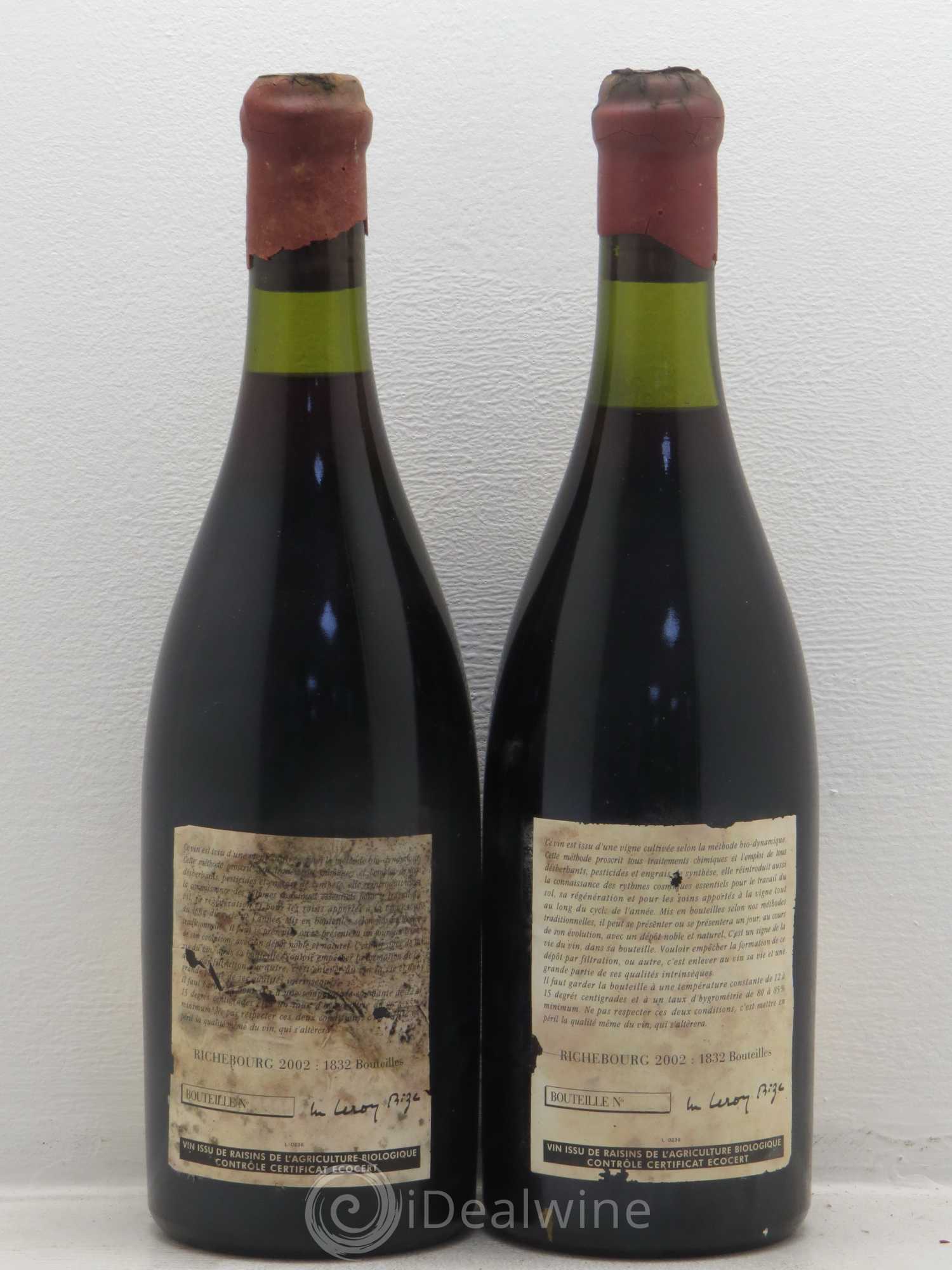 Richebourg Grand Cru Leroy (Domaine) 2002 - Lot de 2 bouteilles - 1