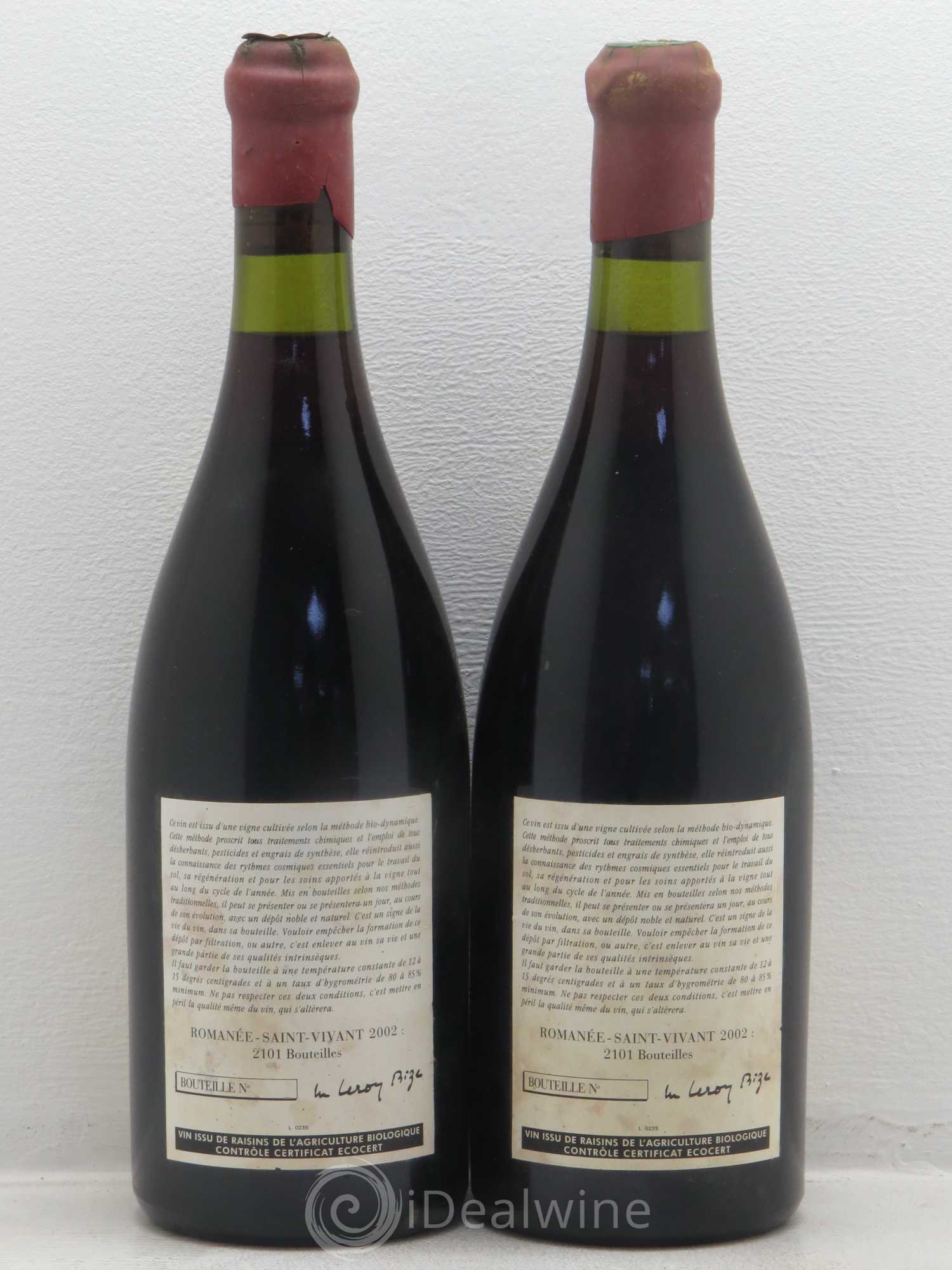 Romanée-Saint-Vivant Grand Cru Leroy (Domaine) 2002 - Lot de 2 bouteilles - 1