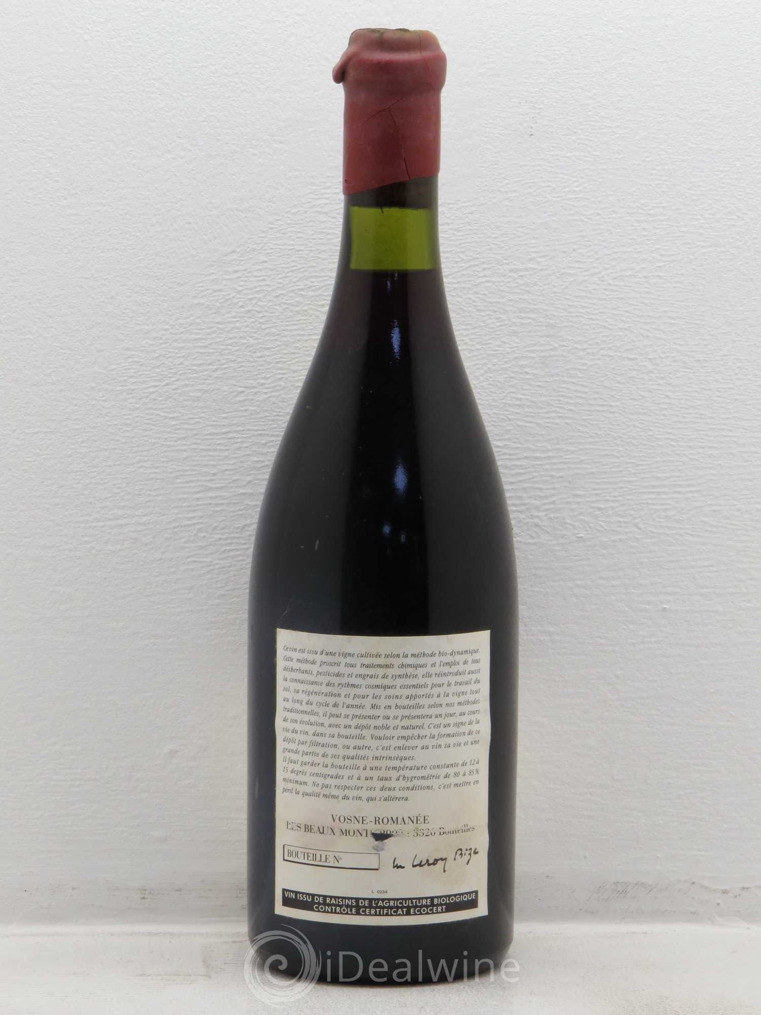 Vosne-Romanée 1er Cru Les Beaux-Monts Leroy (Domaine) 2002 - Lot de 1 bouteille - 1