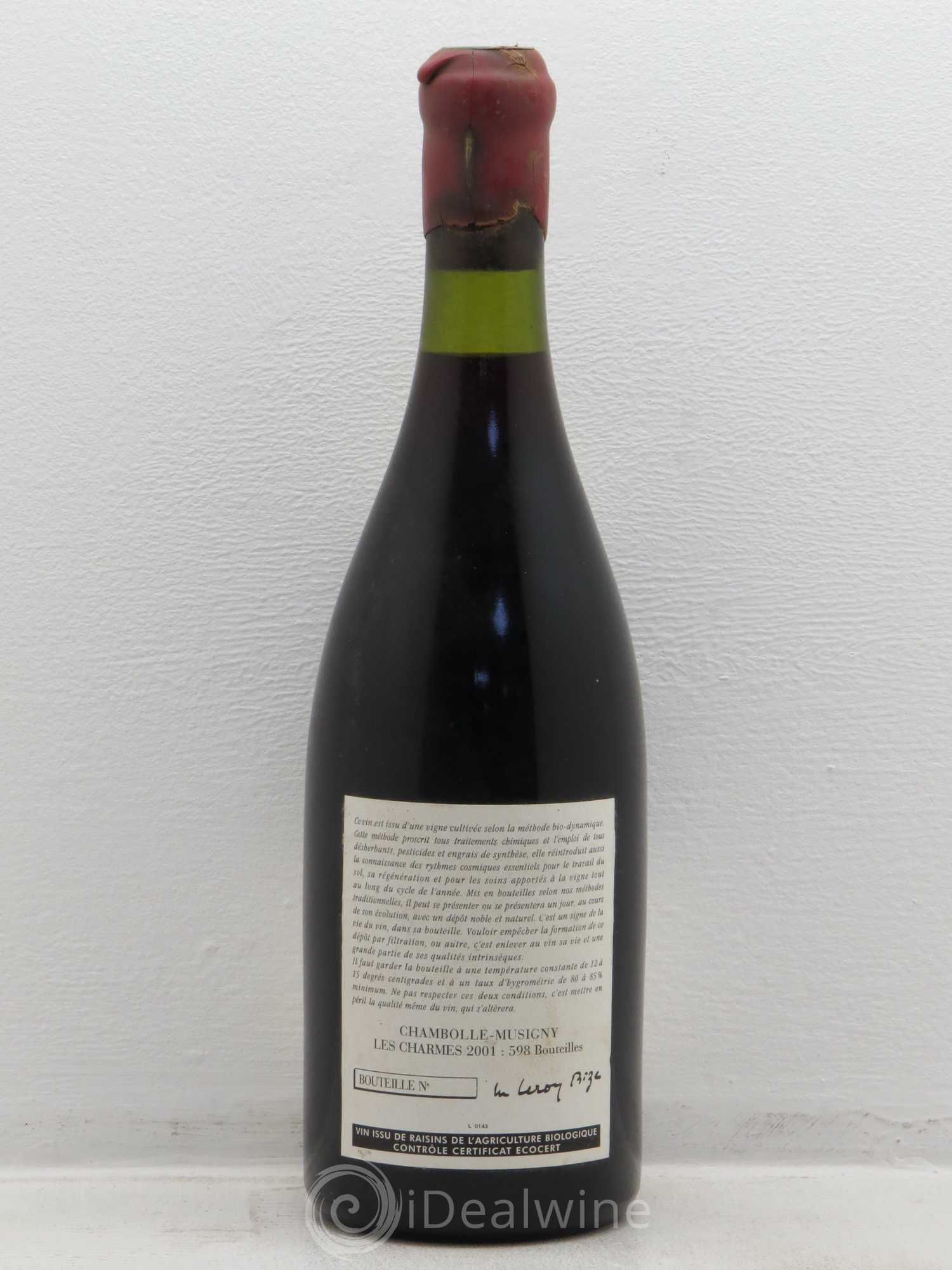 Chambolle-Musigny 1er Cru Les Charmes Leroy (Domaine)   2001 - Lot de 1 bouteille - 1