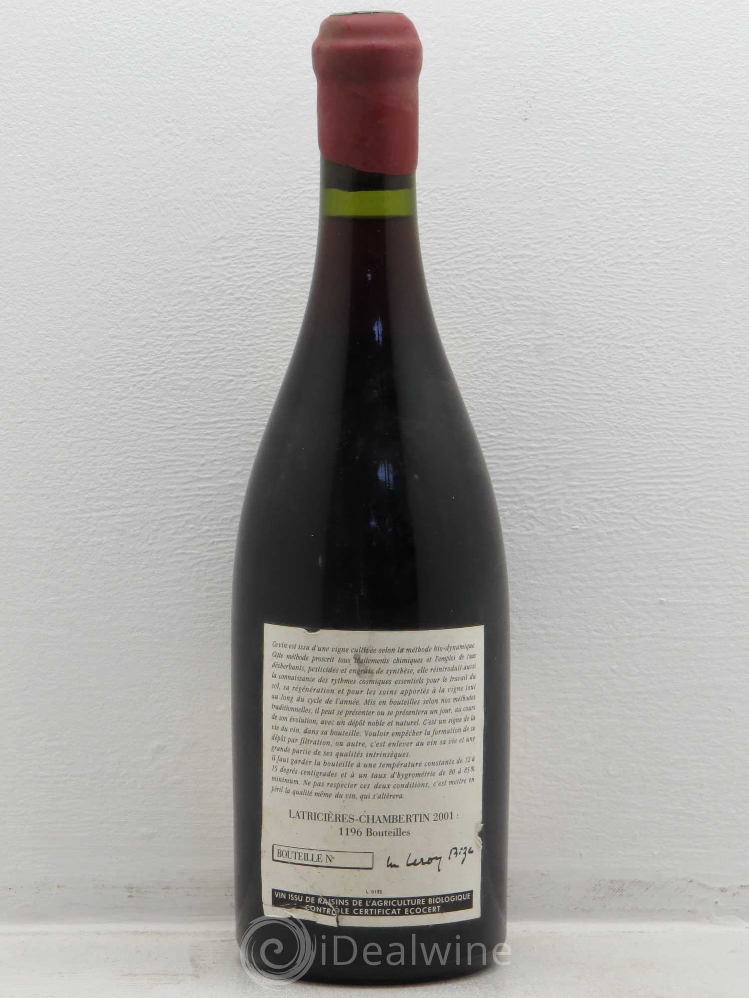 Latricières-Chambertin Grand Cru Leroy (Domaine) 2001 - Lot de 1 bouteille - 1