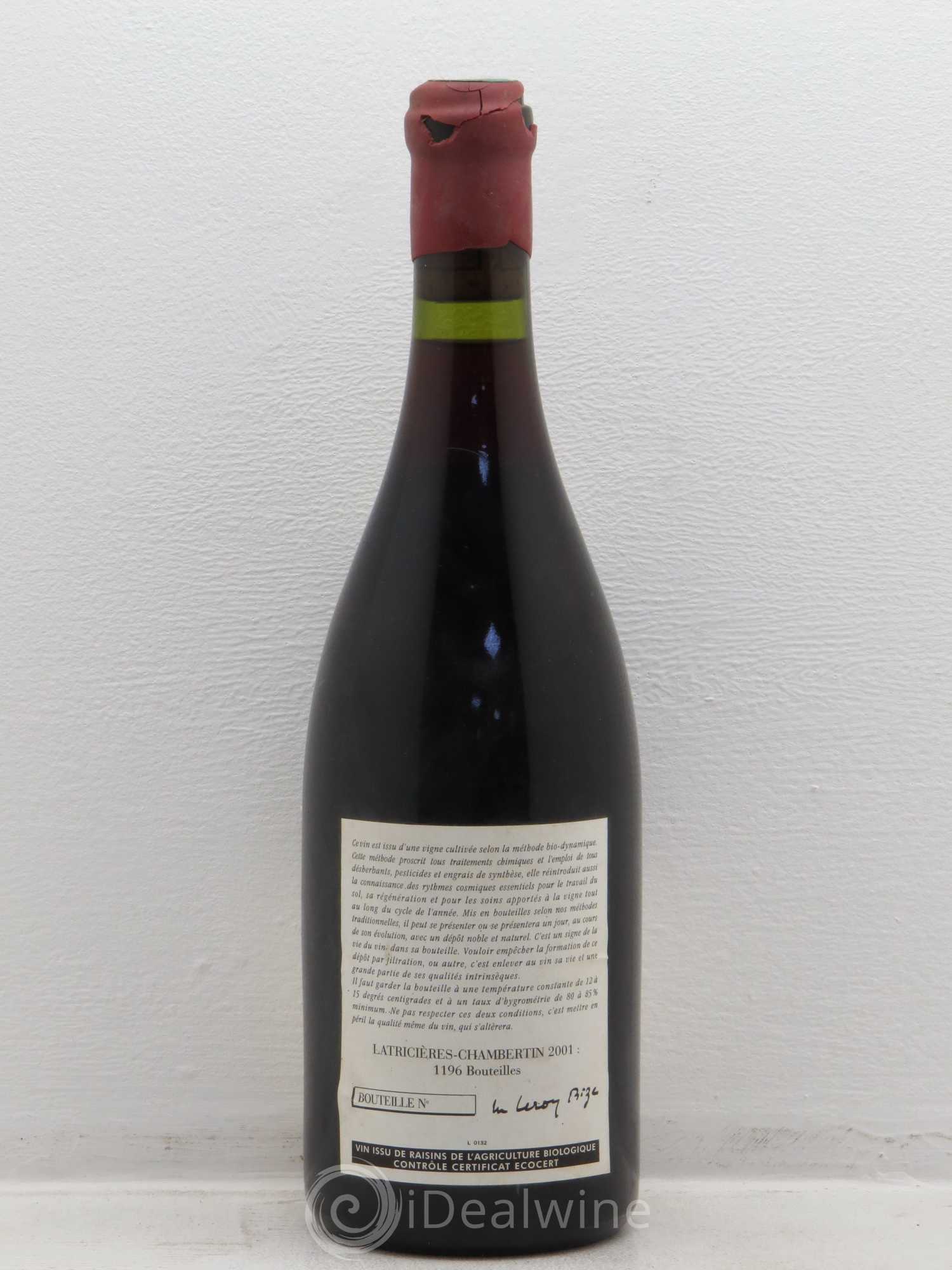 Latricières-Chambertin Grand Cru Leroy (Domaine) 2001 - Lot de 1 bouteille - 1