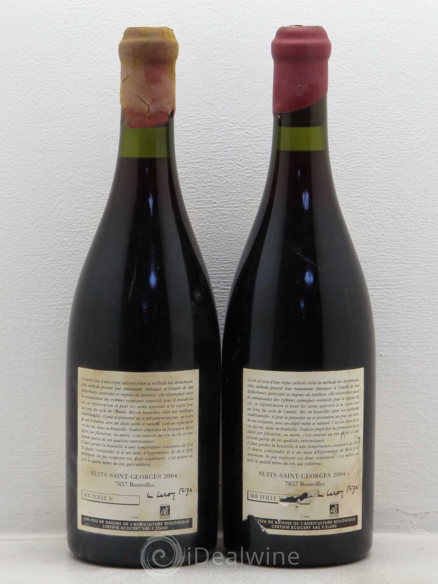 Nuits-Saint-Georges Leroy (Domaine) (sans prix de réserve) 2004 - Lot de 2 bouteilles - 1