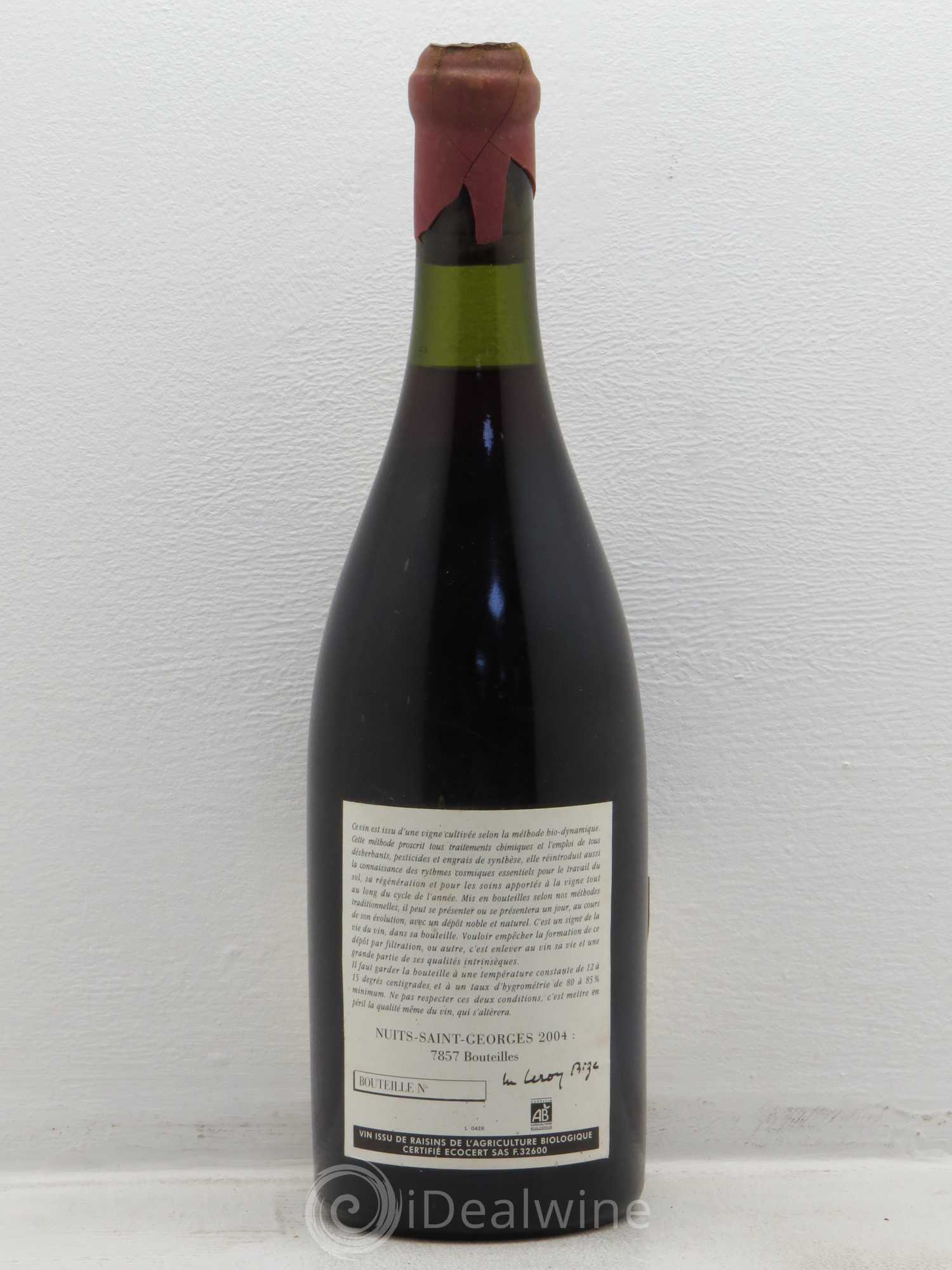 Nuits-Saint-Georges Leroy (Domaine) 2004 - Lot de 1 bouteille - 1