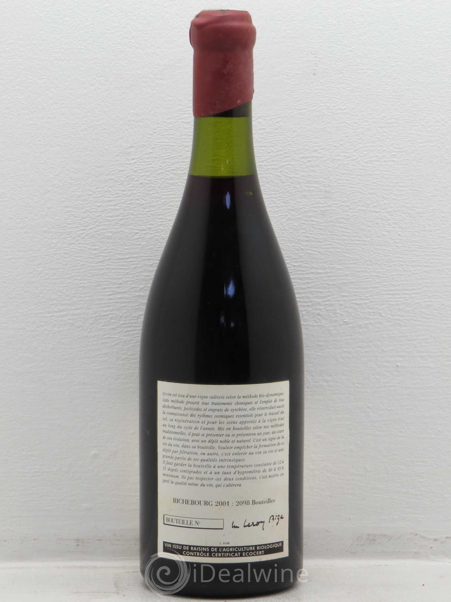 Richebourg Grand Cru Leroy (Domaine) 2001 - Lot de 1 bouteille - 1